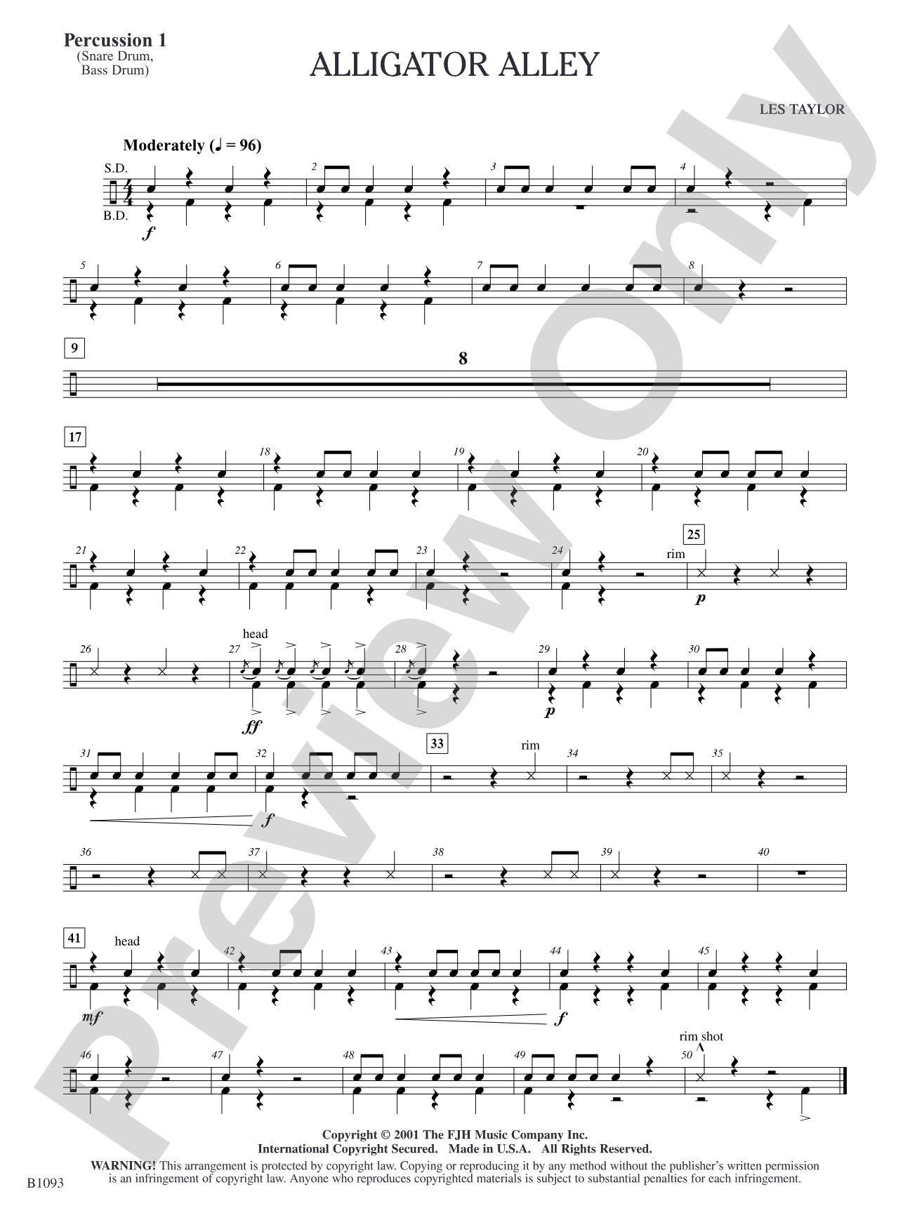 Alligator Alley: Percussion 1