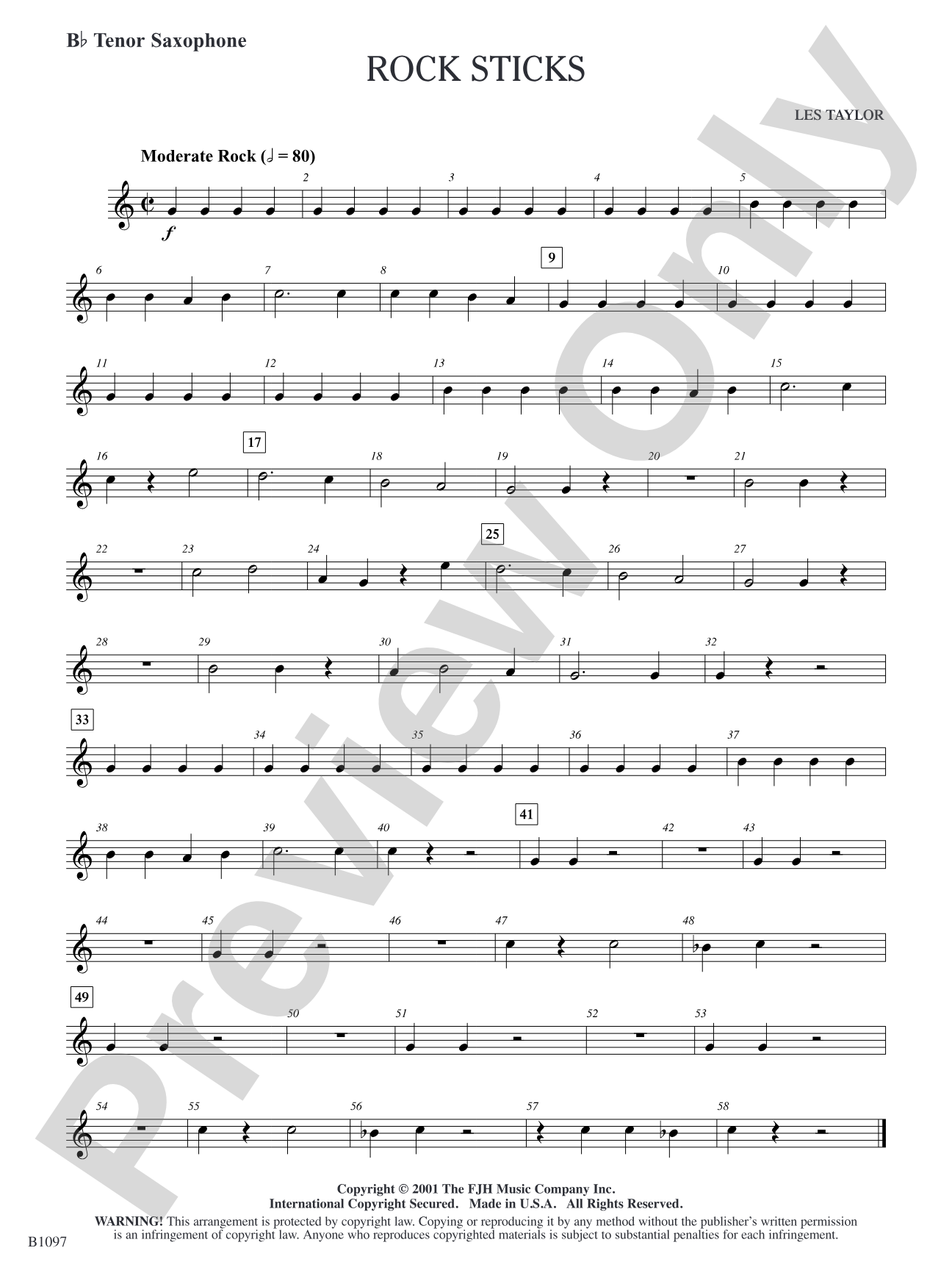Rock Sticks: B-flat Tenor Saxophone