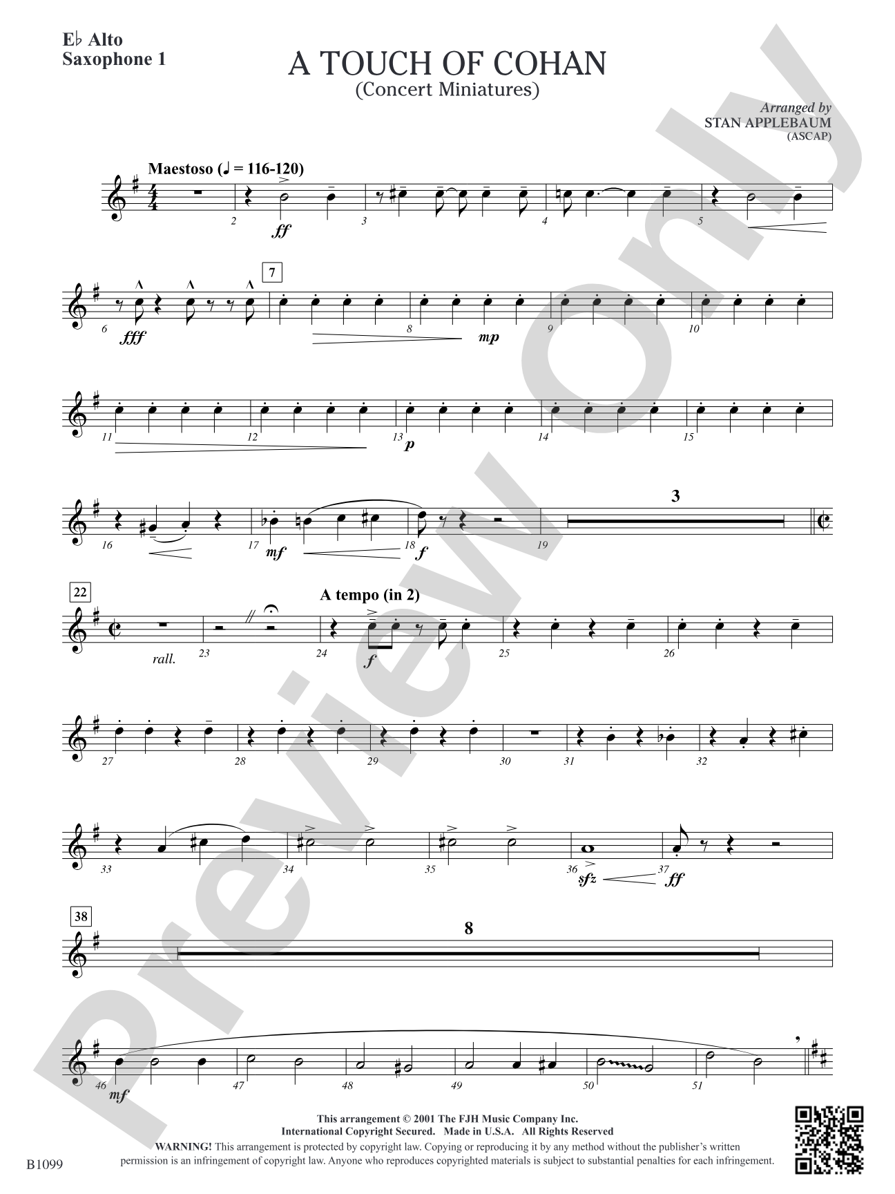 A Touch of Cohan: E-flat Alto Saxophone 1