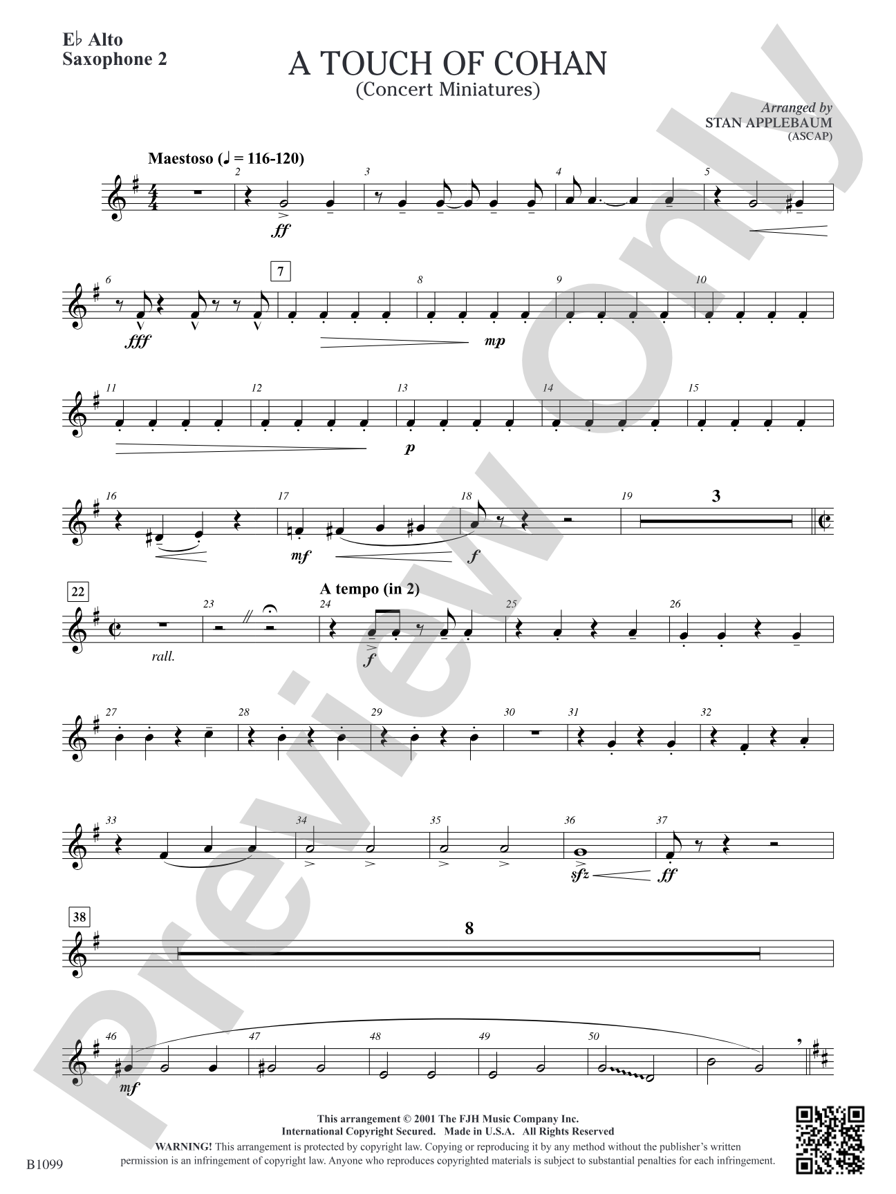 A Touch of Cohan: E-flat Alto Saxophone 2