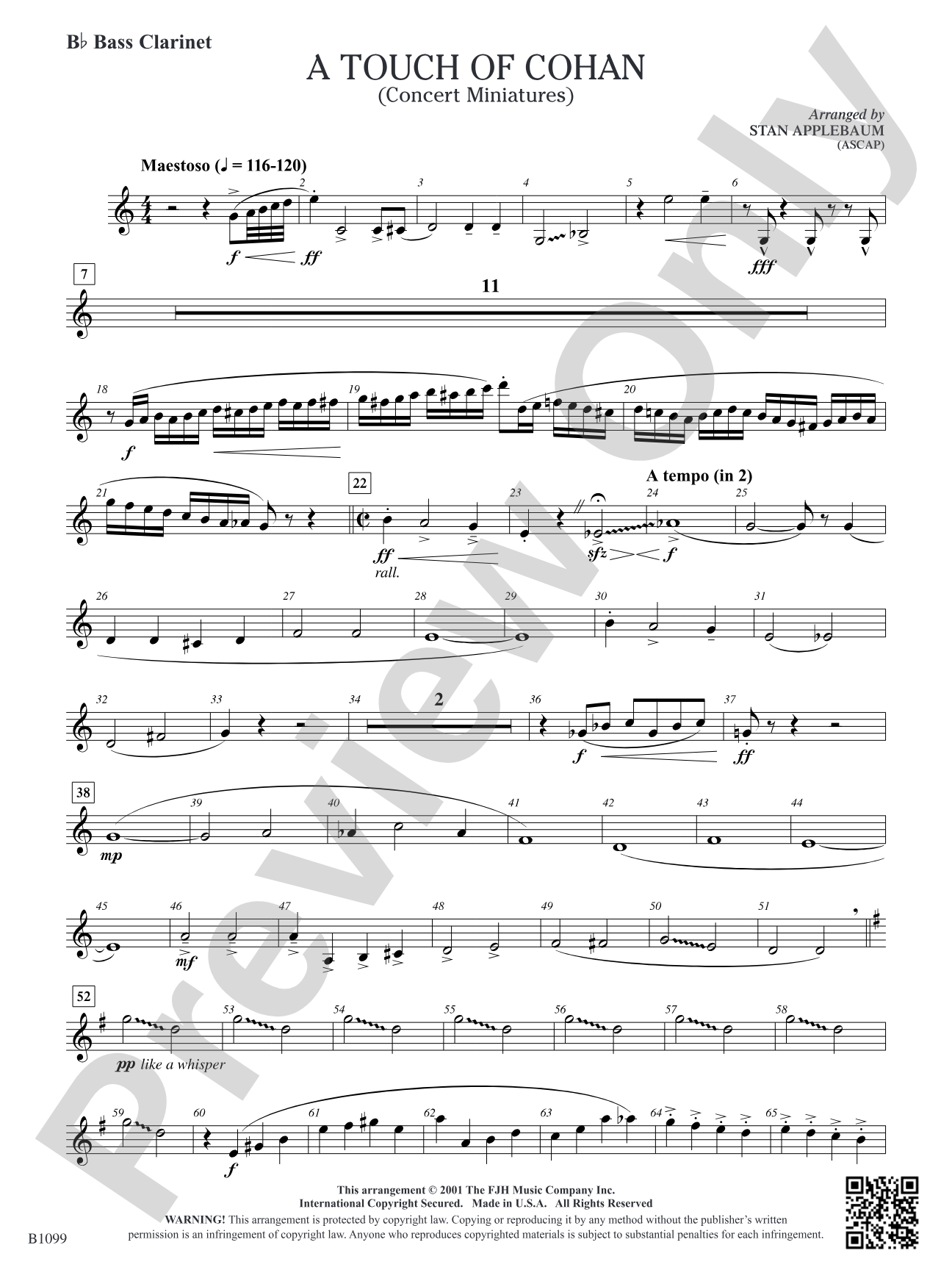 A Touch of Cohan: B-flat Bass Clarinet