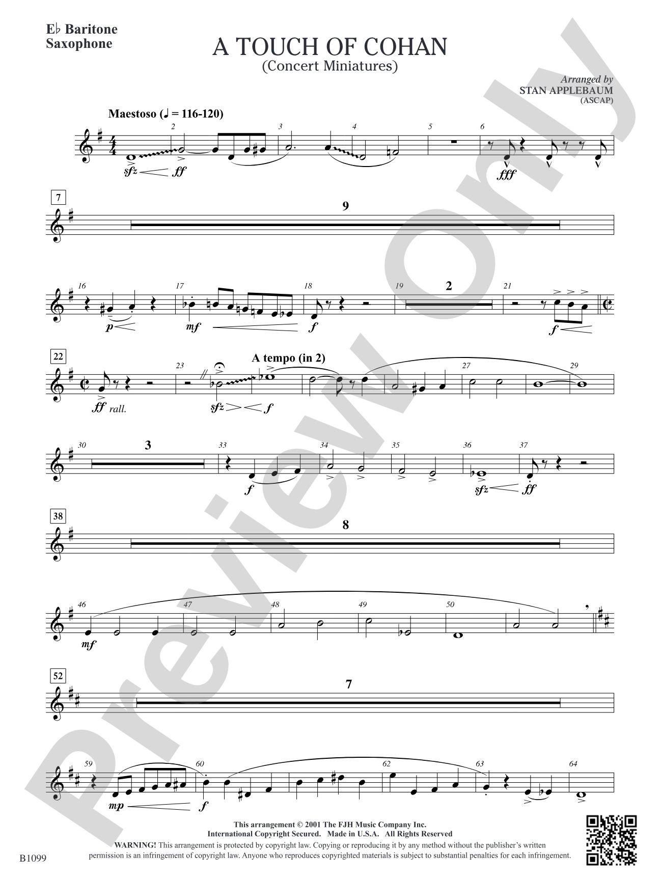 A Touch of Cohan: E-flat Baritone Saxophone