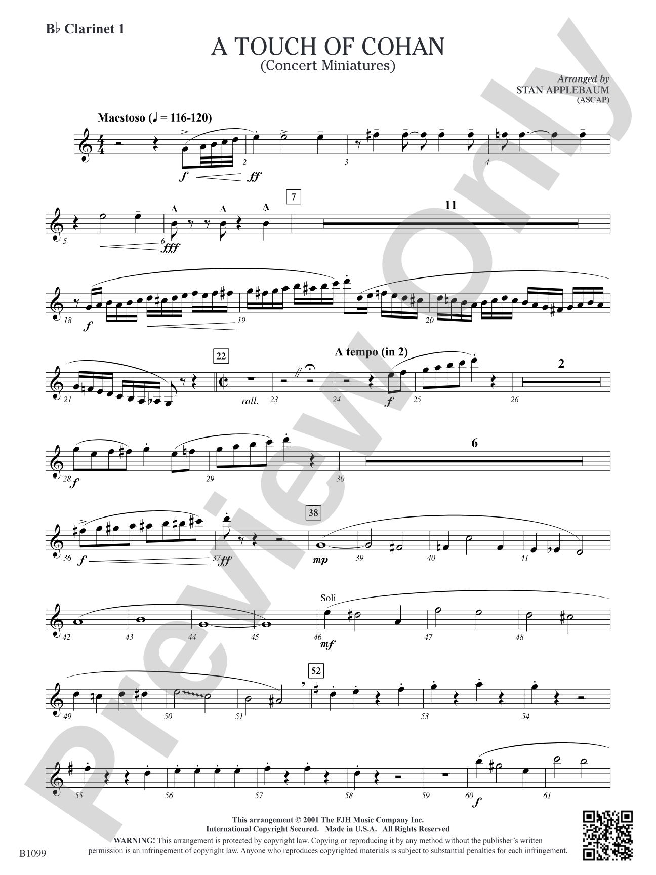 A Touch of Cohan: B-flat Clarinet 1