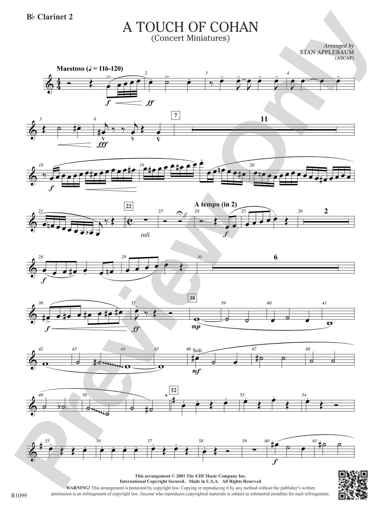 A Touch of Cohan: B-flat Clarinet 2