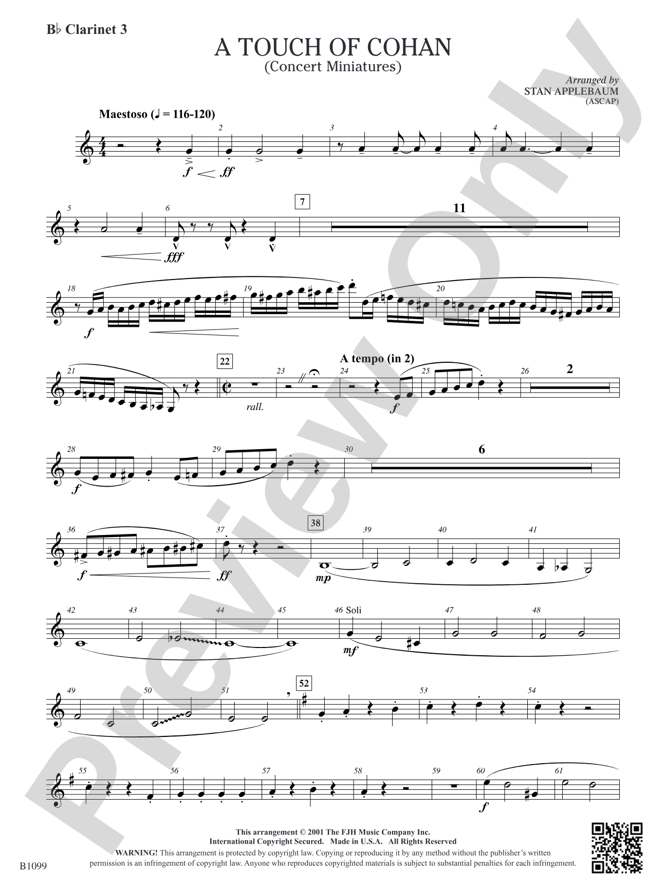 A Touch of Cohan: B-flat Clarinet 3