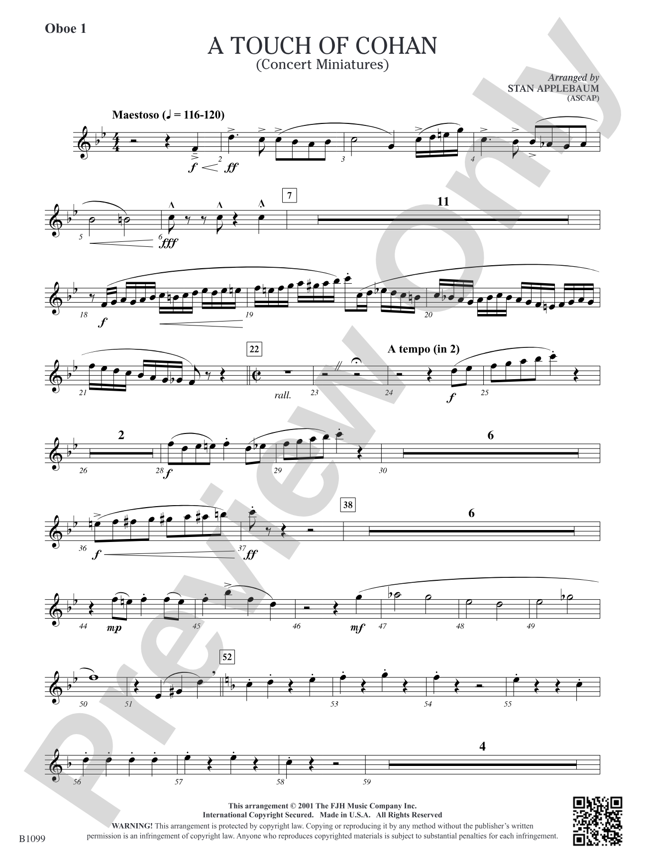 A Touch of Cohan: Oboe 1