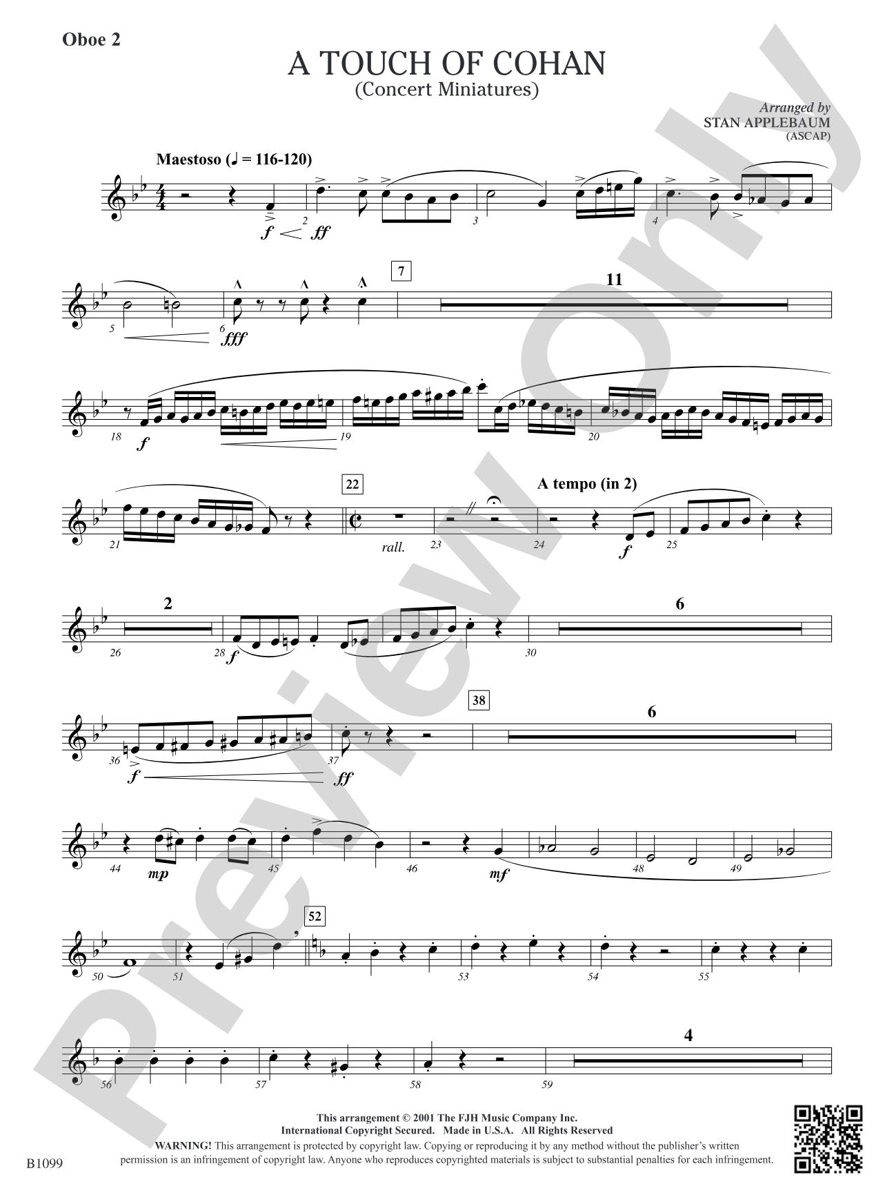 A Touch of Cohan: Oboe 2