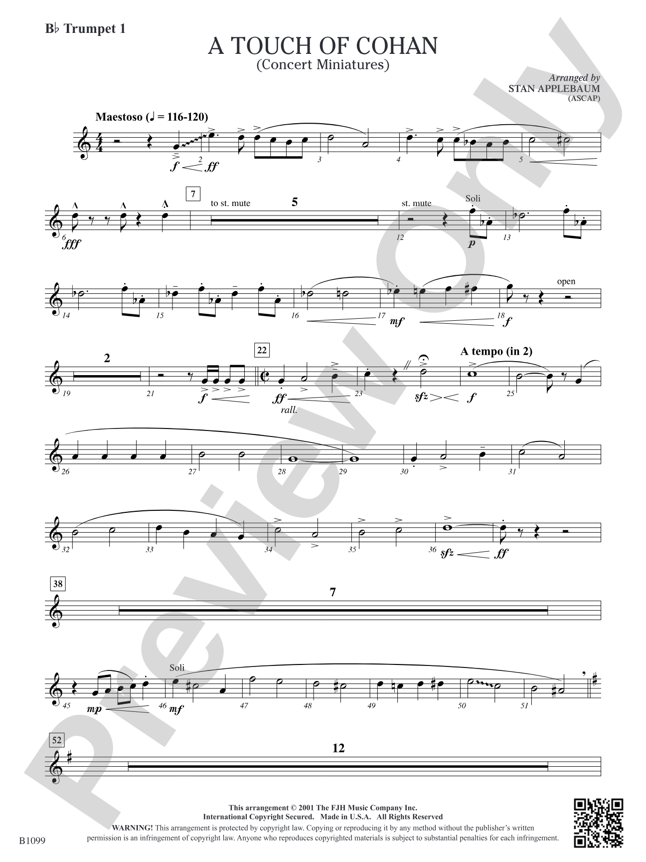 A Touch of Cohan: B-flat Trumpet 1