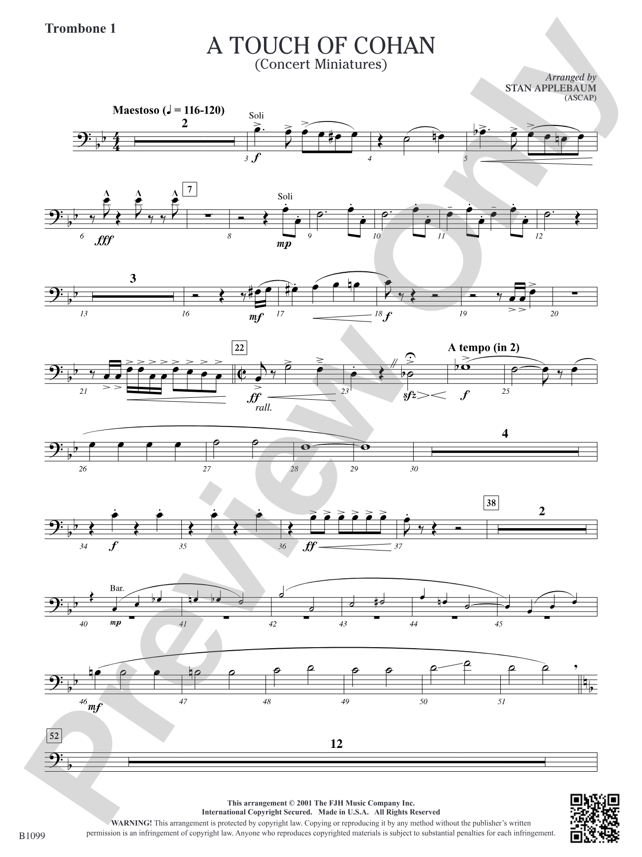 A Touch of Cohan: Trombone 1