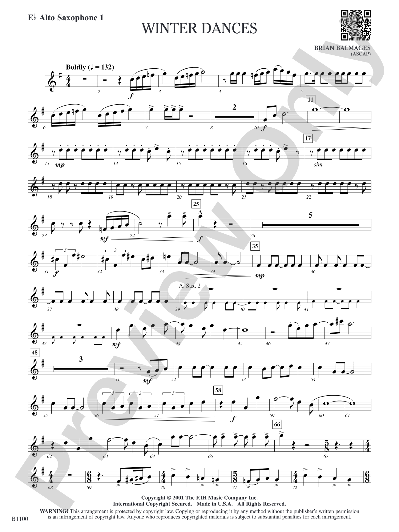 Winter Dances: E-flat Alto Saxophone 1