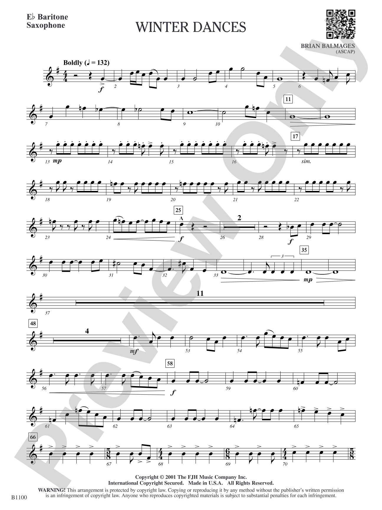 Winter Dances: E-flat Baritone Saxophone