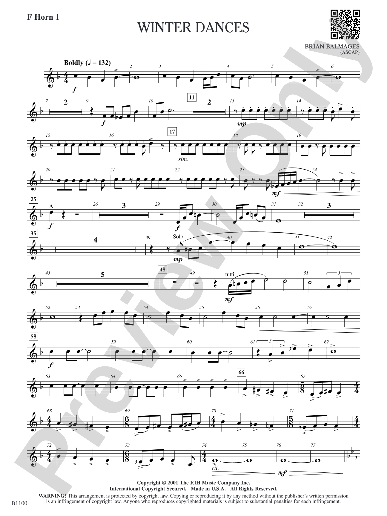 Winter Dances: F Horn 1