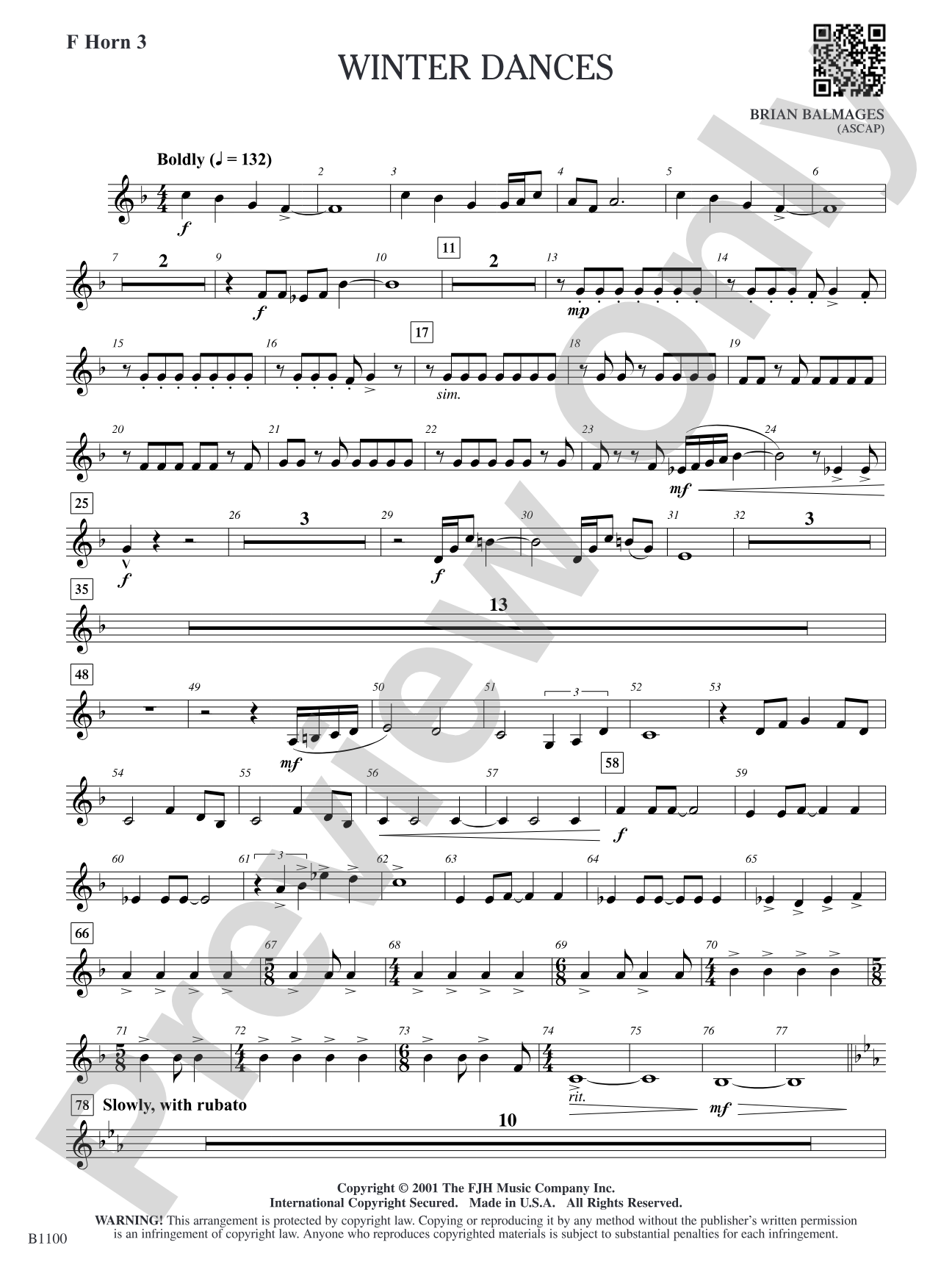 Winter Dances: F Horn 3