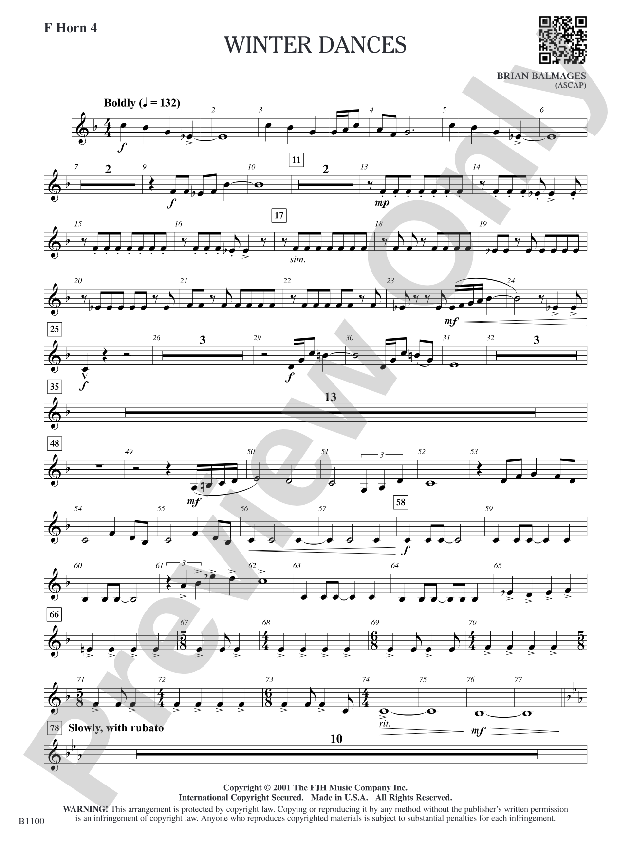 Winter Dances: F Horn 4