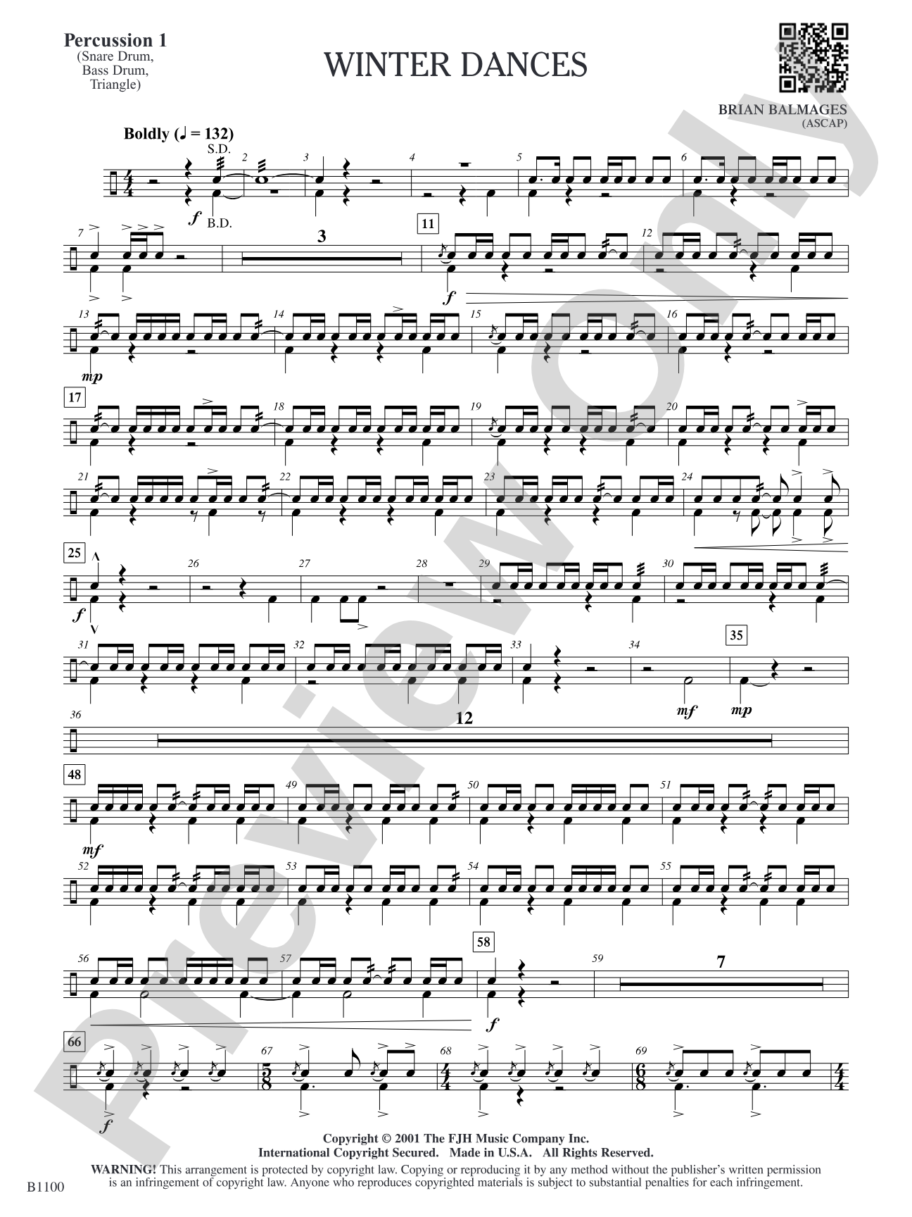 Winter Dances: Percussion 1