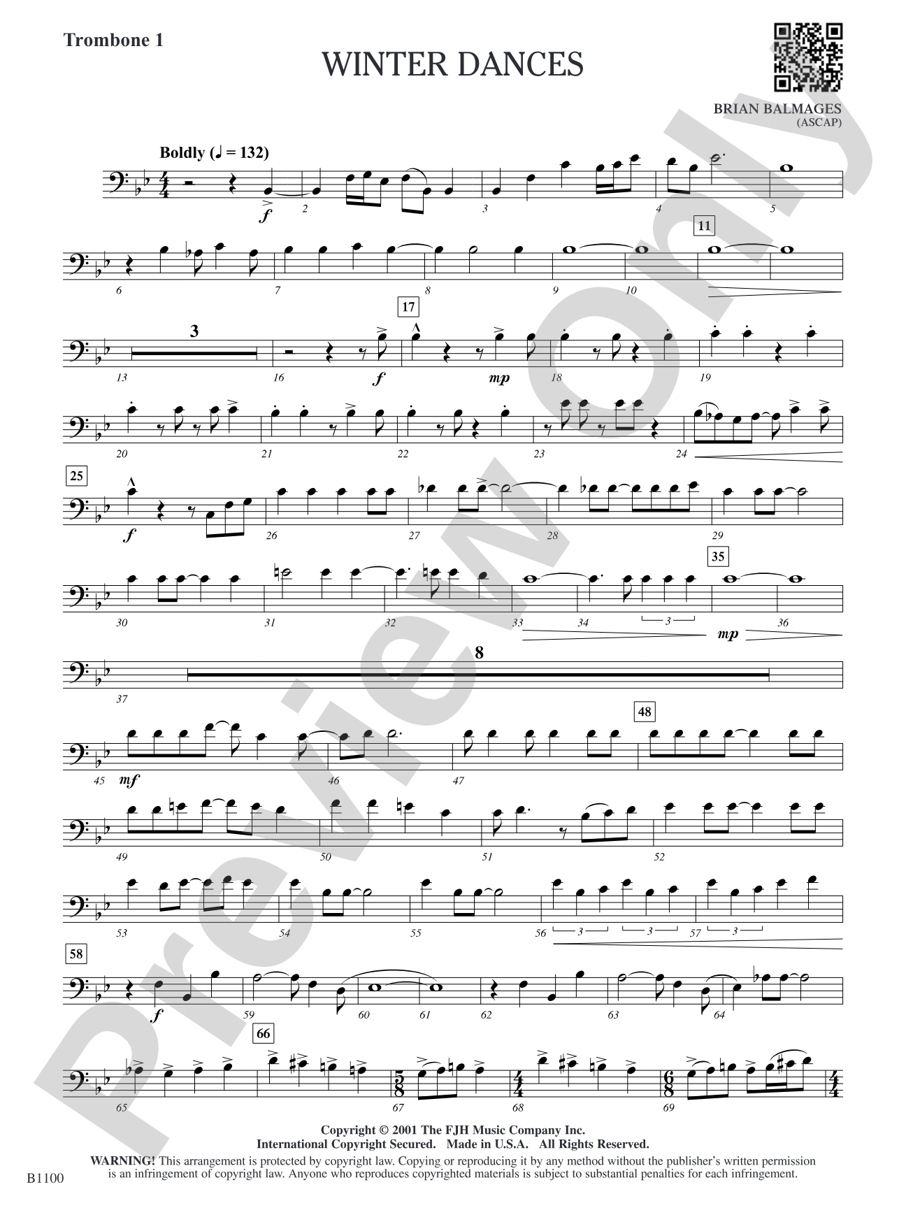 Winter Dances: Trombone 1