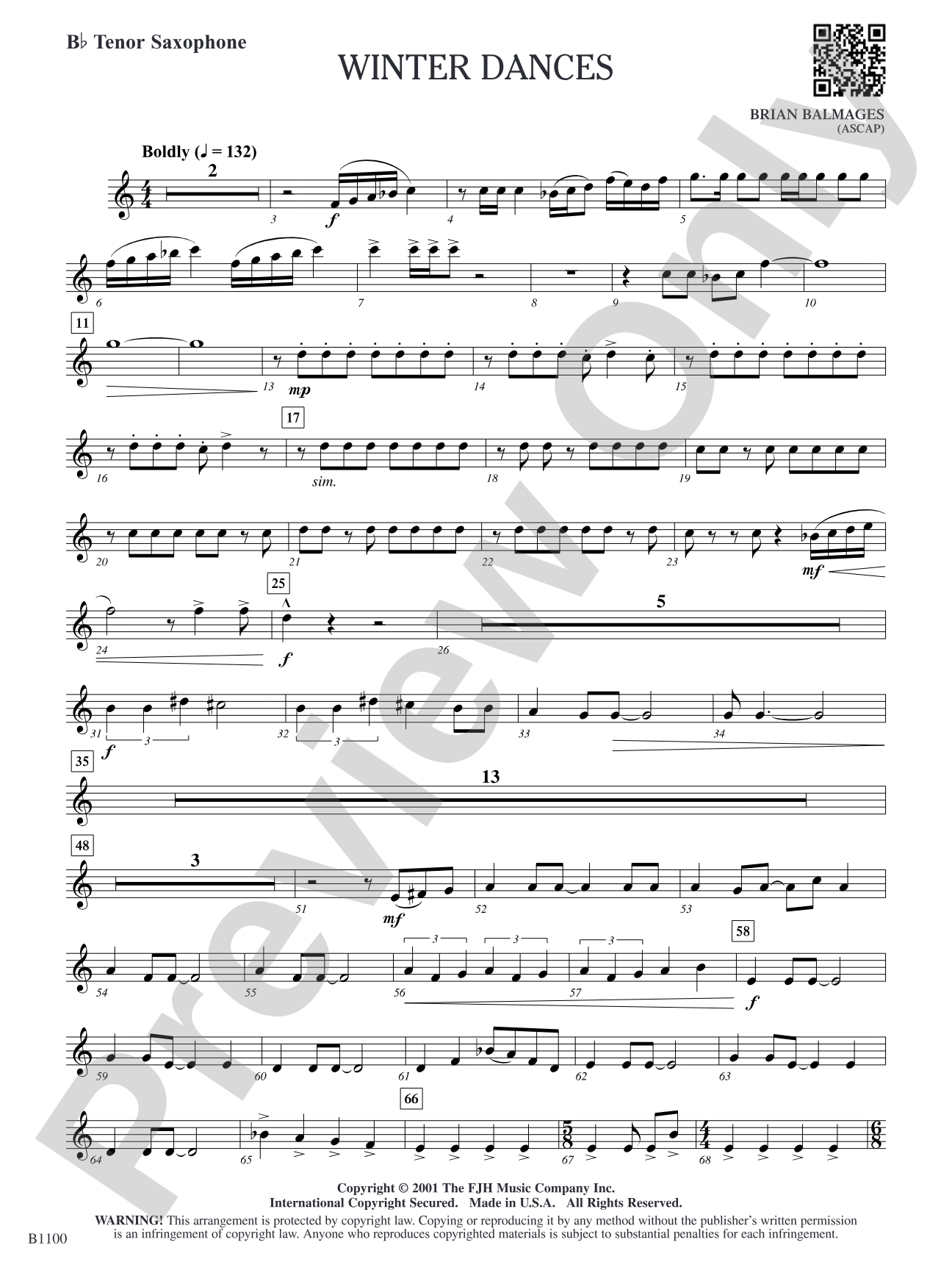 Winter Dances: B-flat Tenor Saxophone