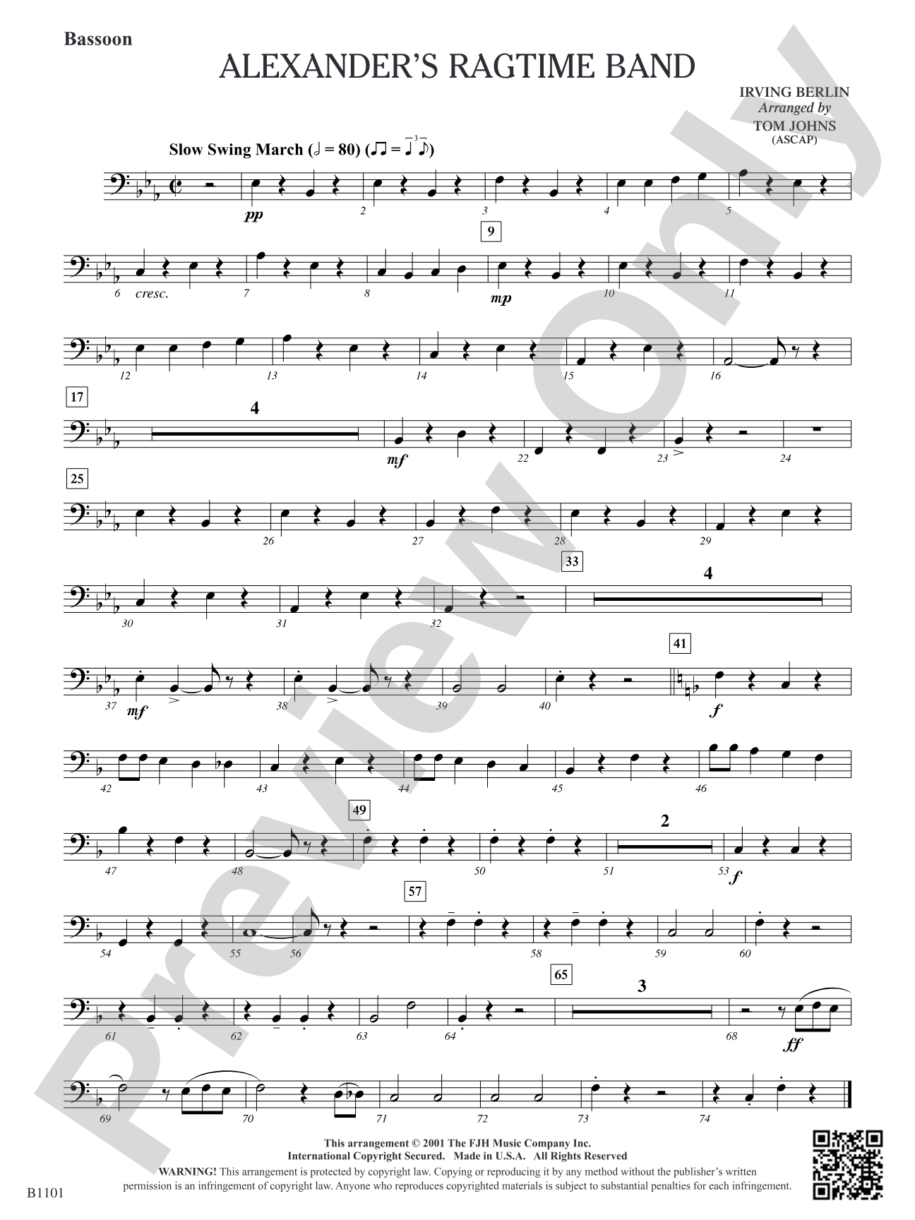Alexander's Ragtime Band: Bassoon