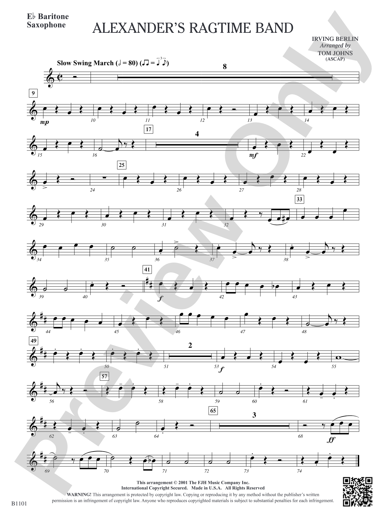 Alexander's Ragtime Band: E-flat Baritone Saxophone