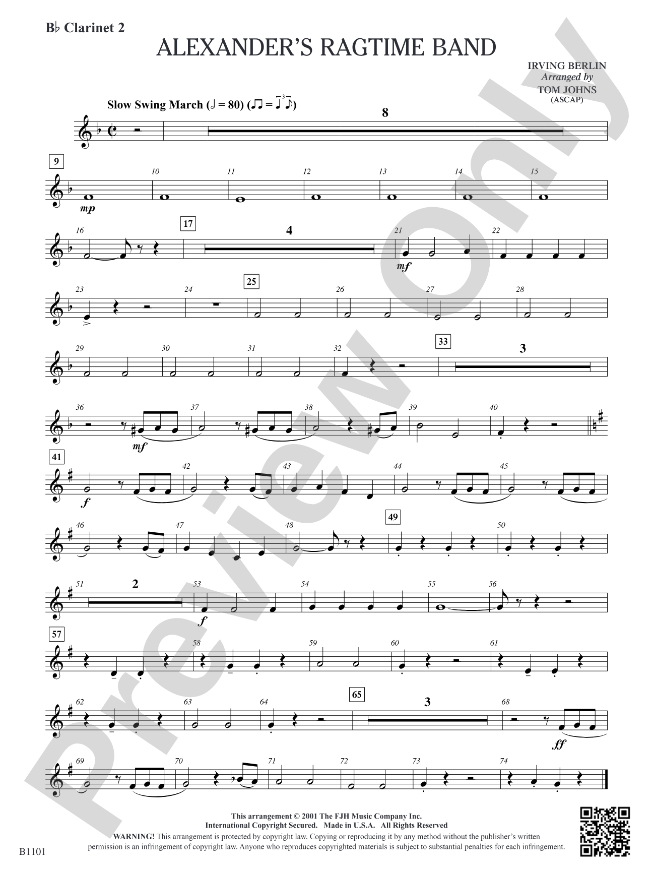 Alexander's Ragtime Band: B-flat Clarinet 2