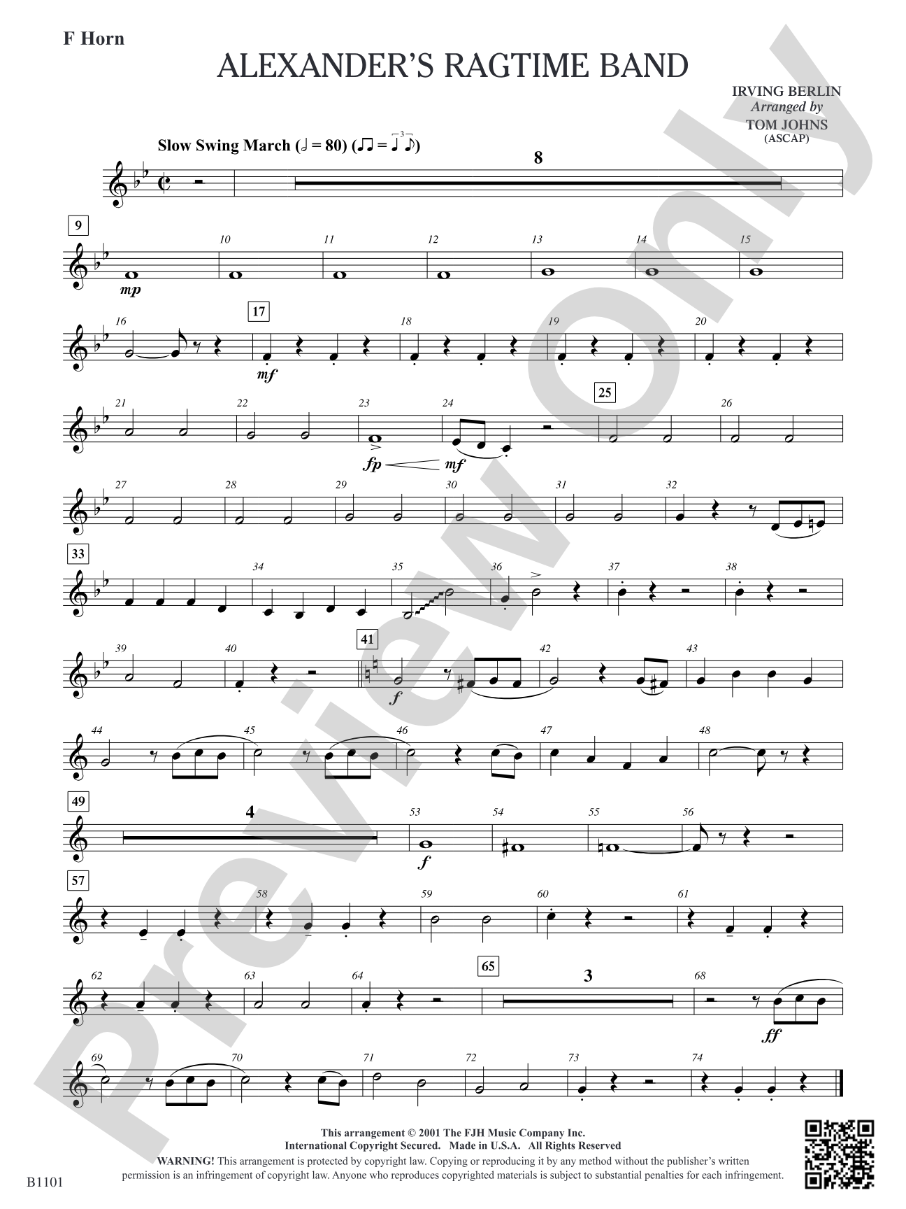 Alexander's Ragtime Band: F Horn