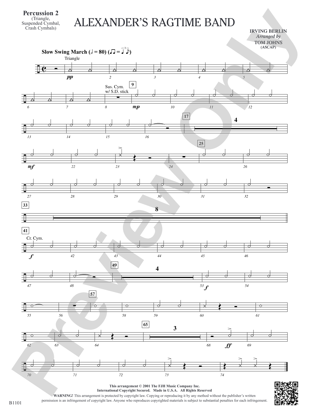 Alexander's Ragtime Band: Percussion 2