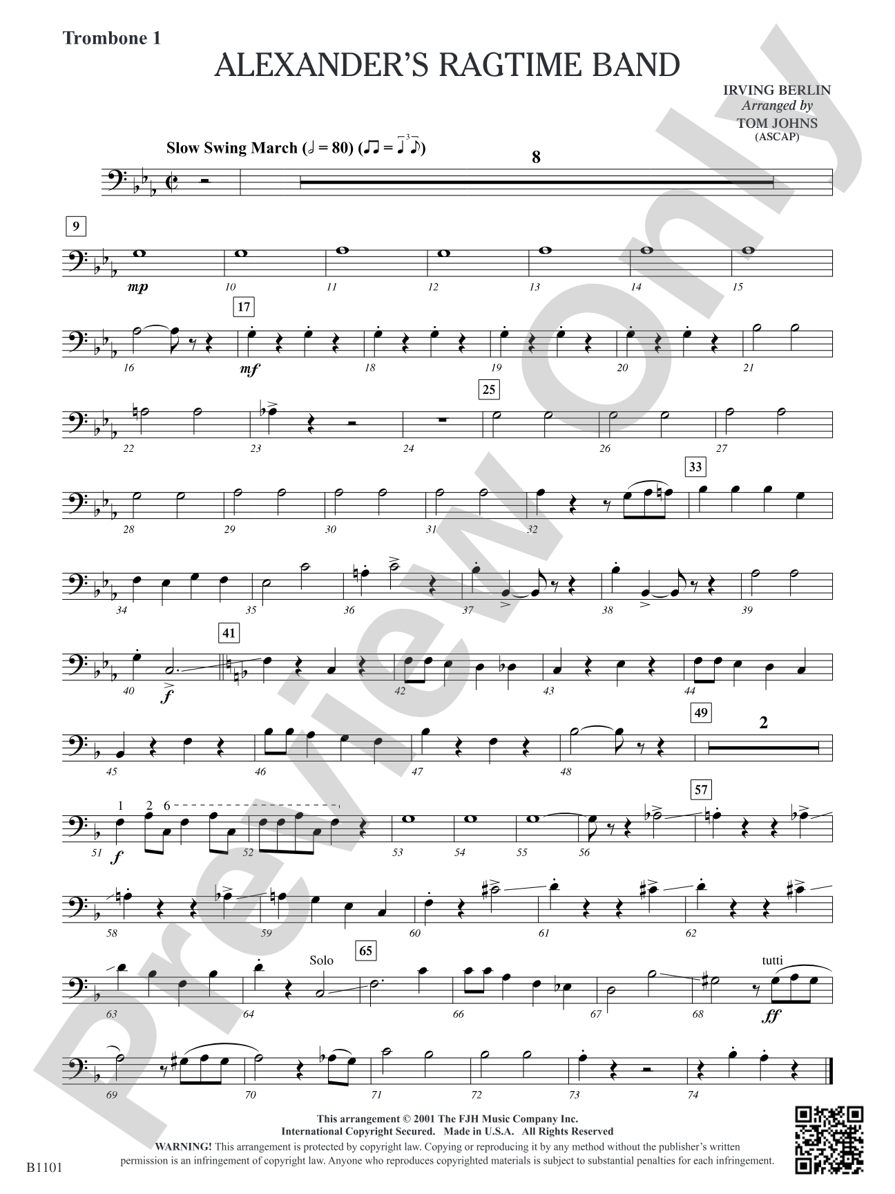 Alexander's Ragtime Band: Trombone 1