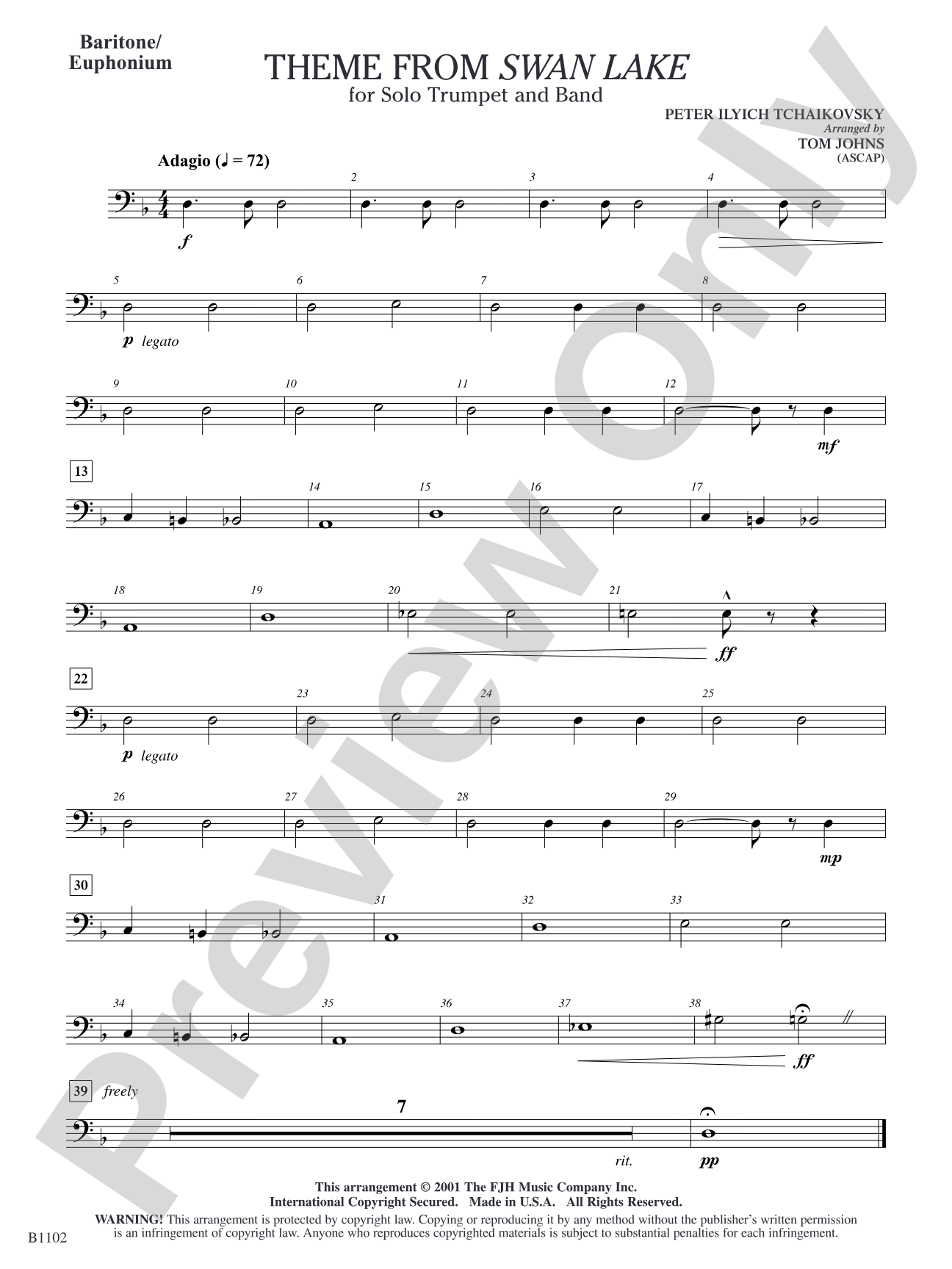 Theme from Swan Lake: Baritone/Euphonium