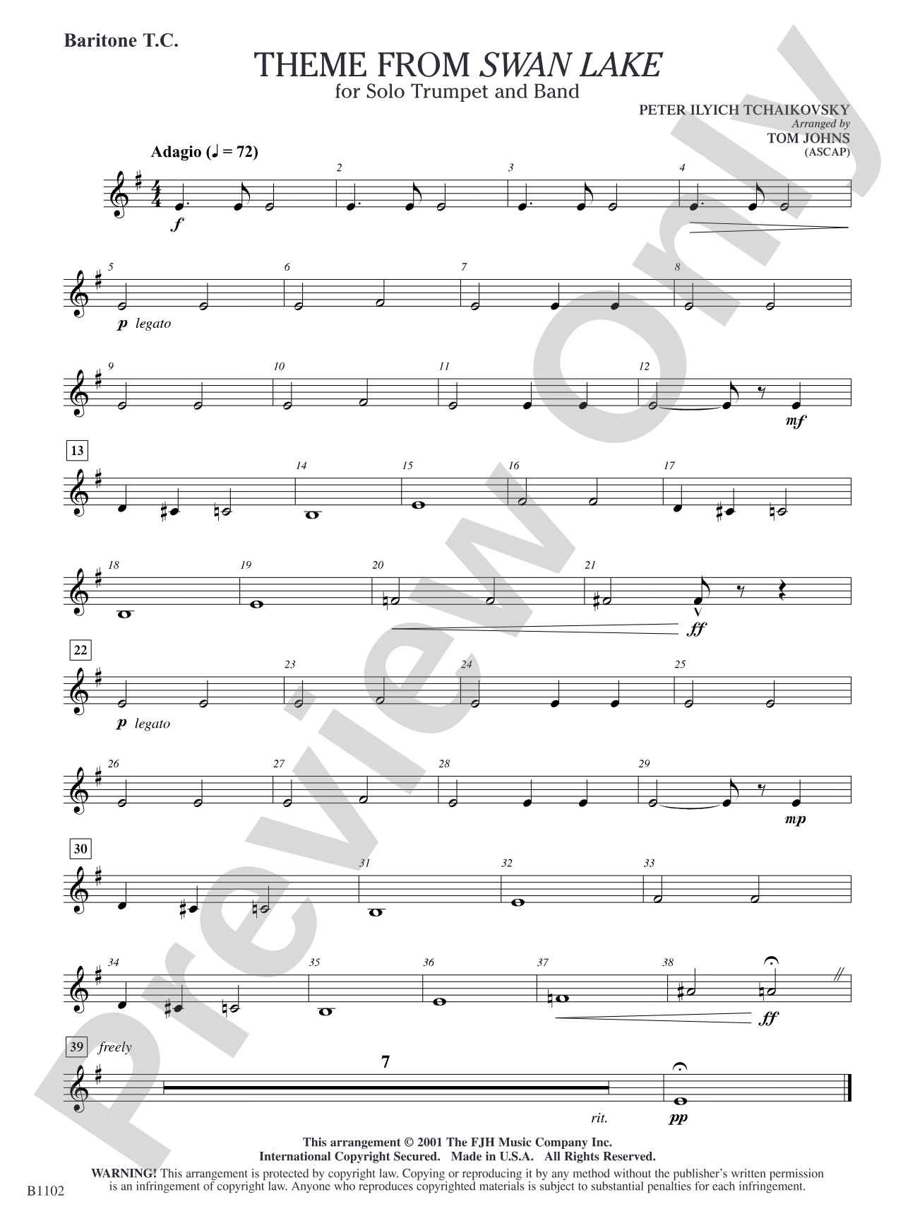 Theme from Swan Lake: Baritone T.C.