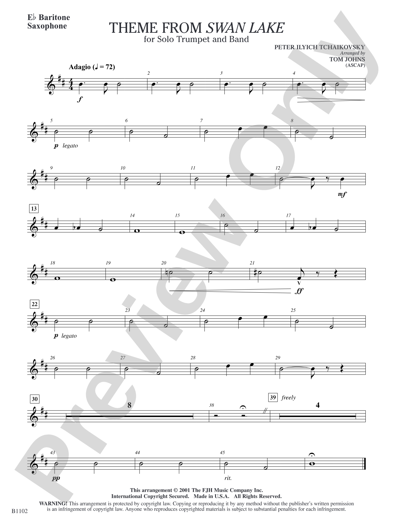 Theme from Swan Lake: E-flat Baritone Saxophone