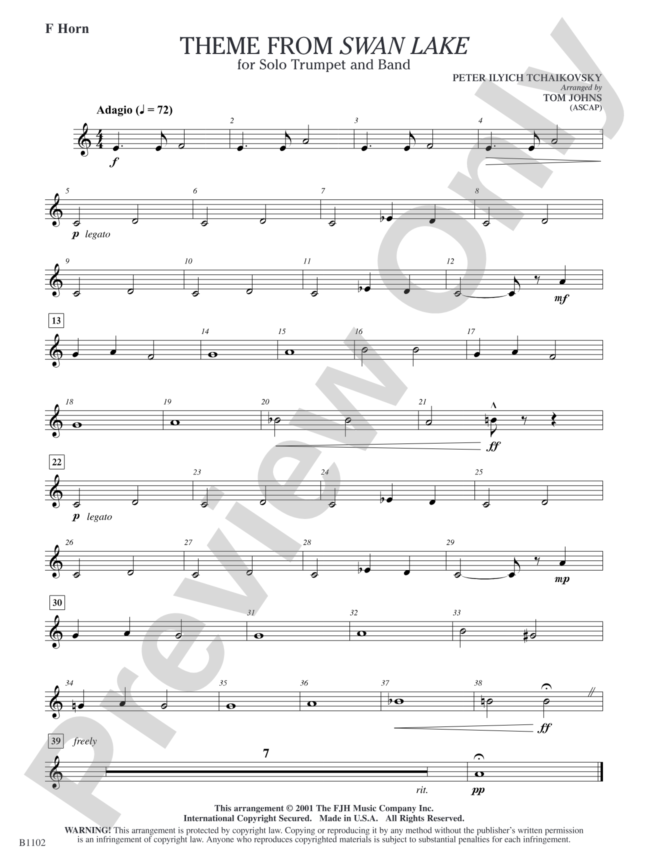 Theme from Swan Lake: F Horn