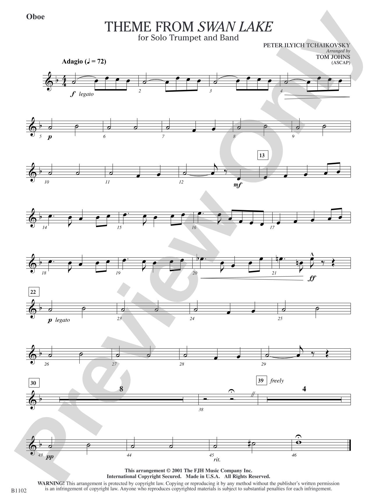 Theme from Swan Lake: Oboe