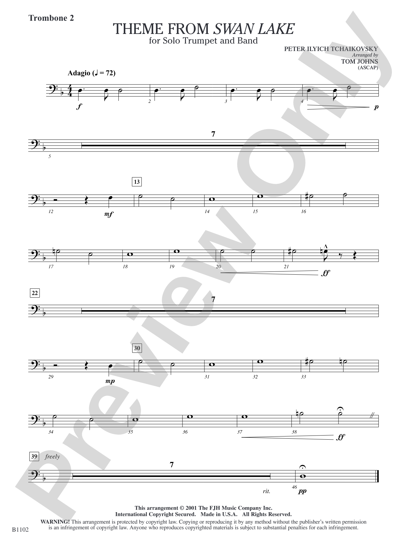 Theme from Swan Lake: Trombone 2