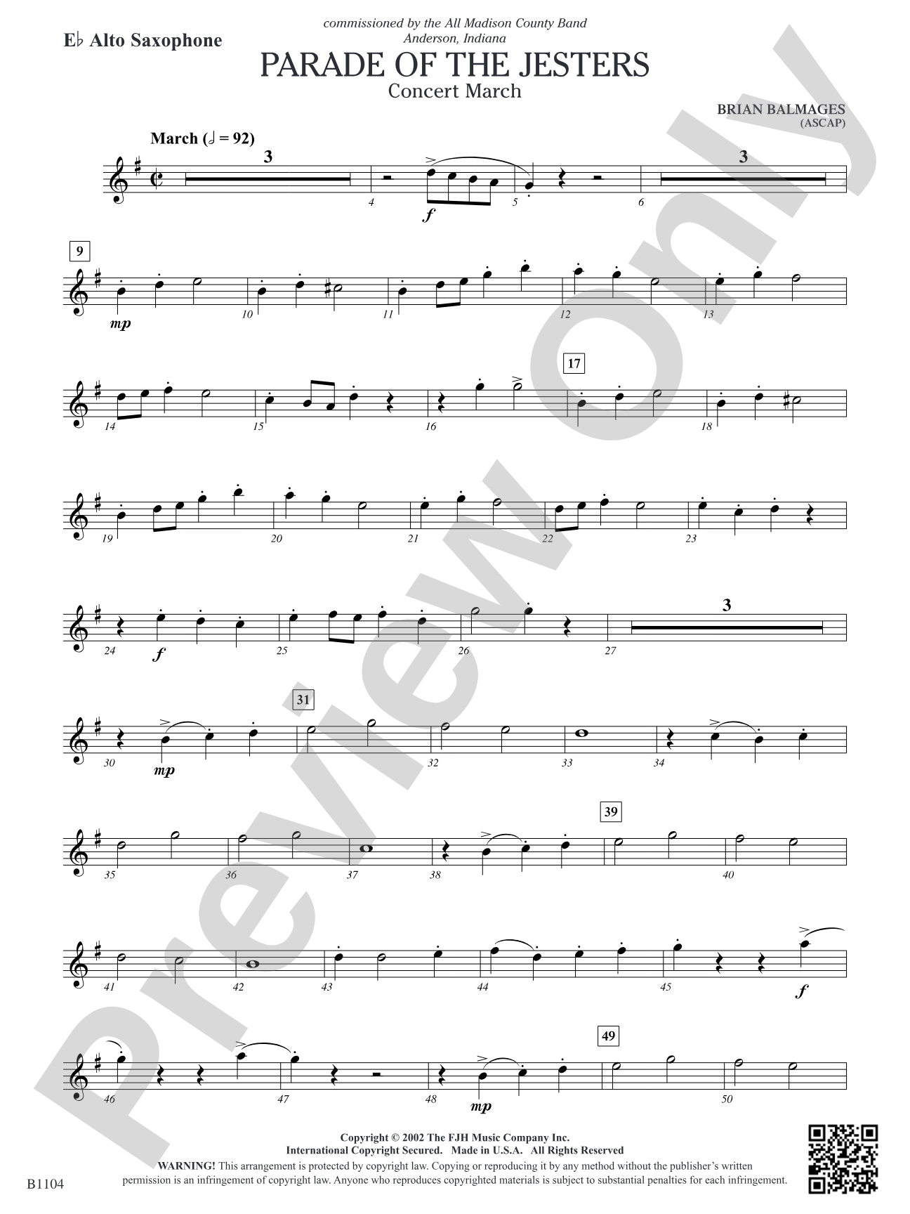 Parade of the Jesters: E-flat Alto Saxophone