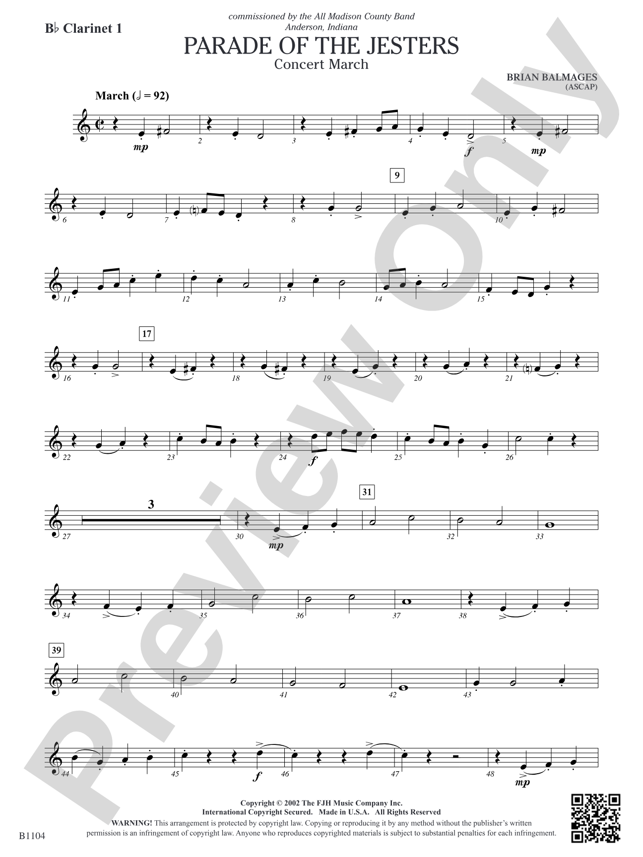 Parade of the Jesters: B-flat Clarinet 1