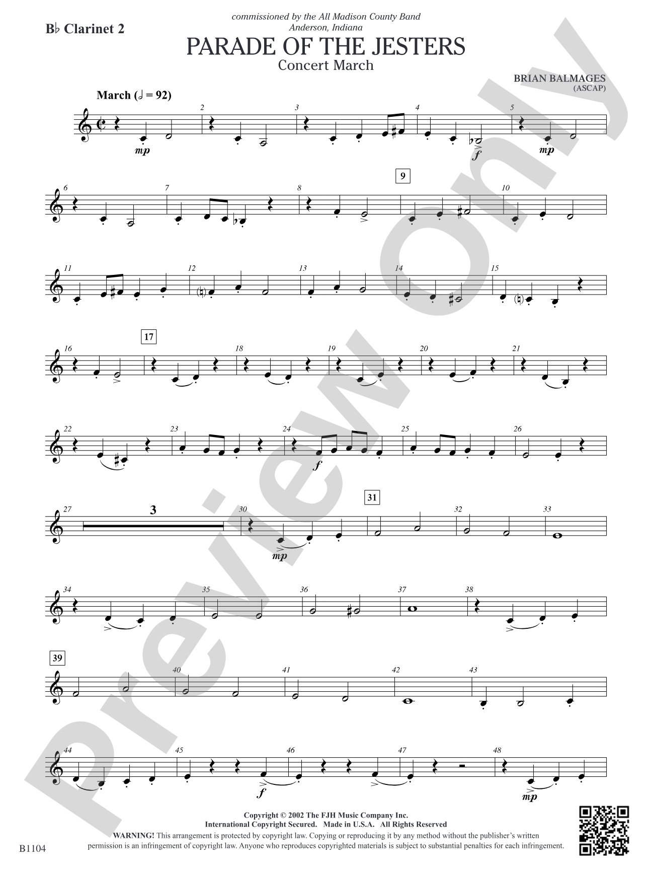 Parade of the Jesters: B-flat Clarinet 2