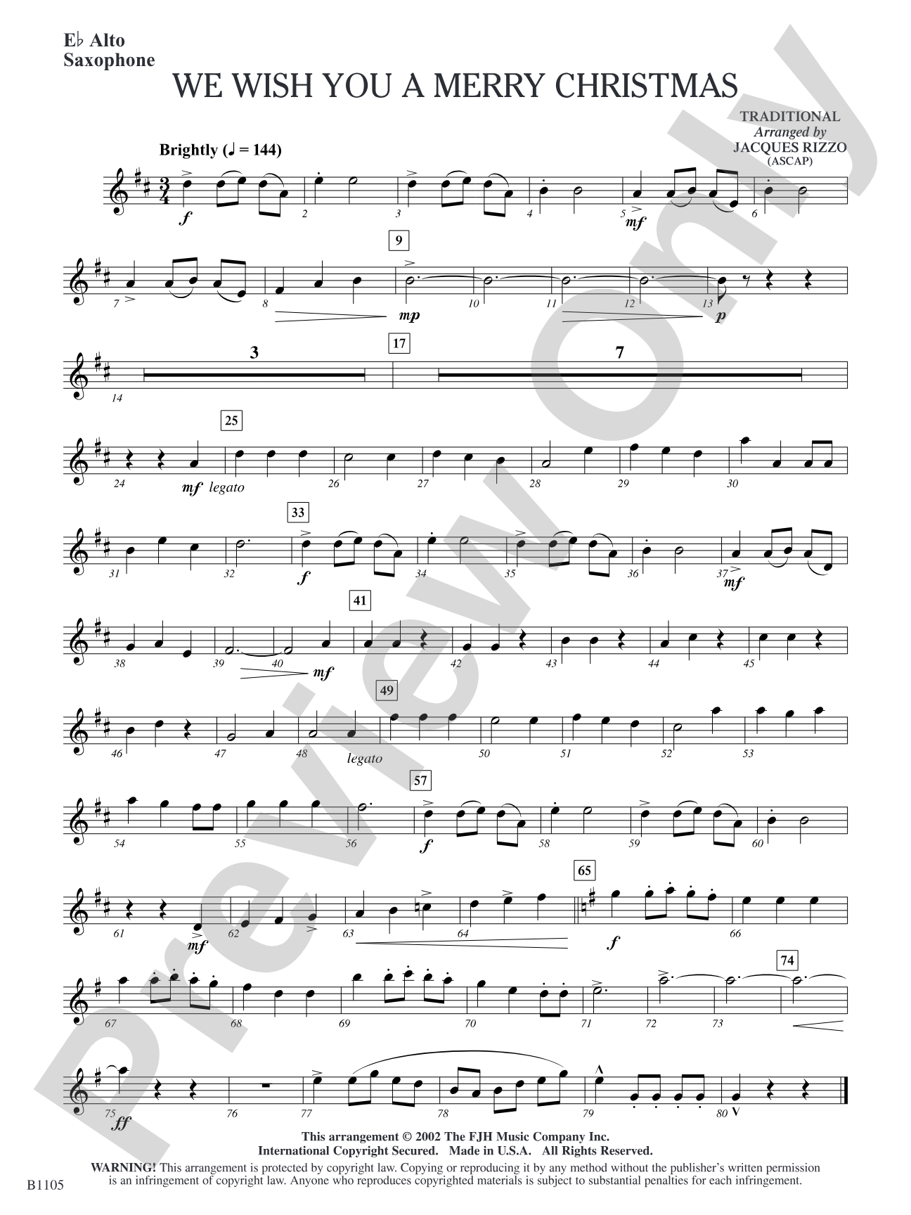 We Wish You a Merry Christmas: E-flat Alto Saxophone