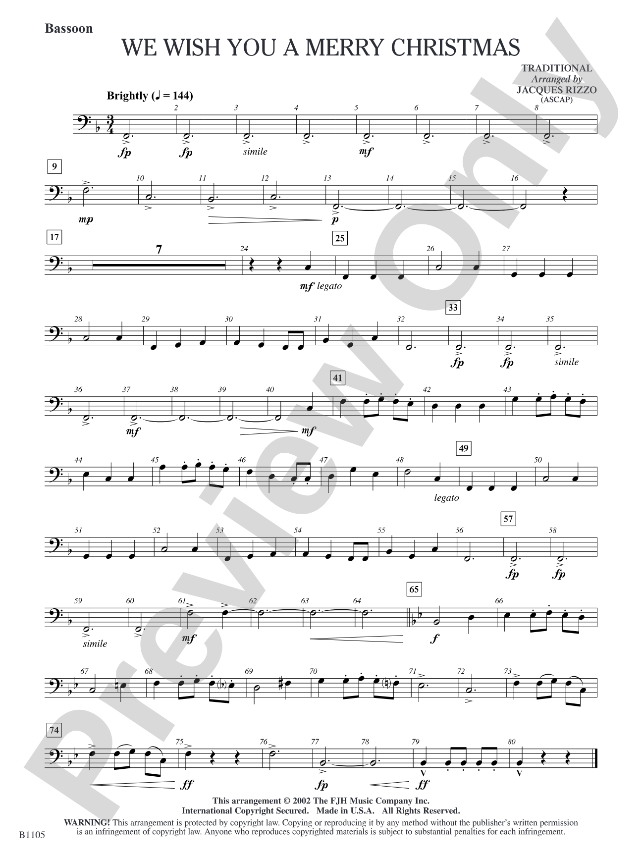 We Wish You a Merry Christmas: Bassoon