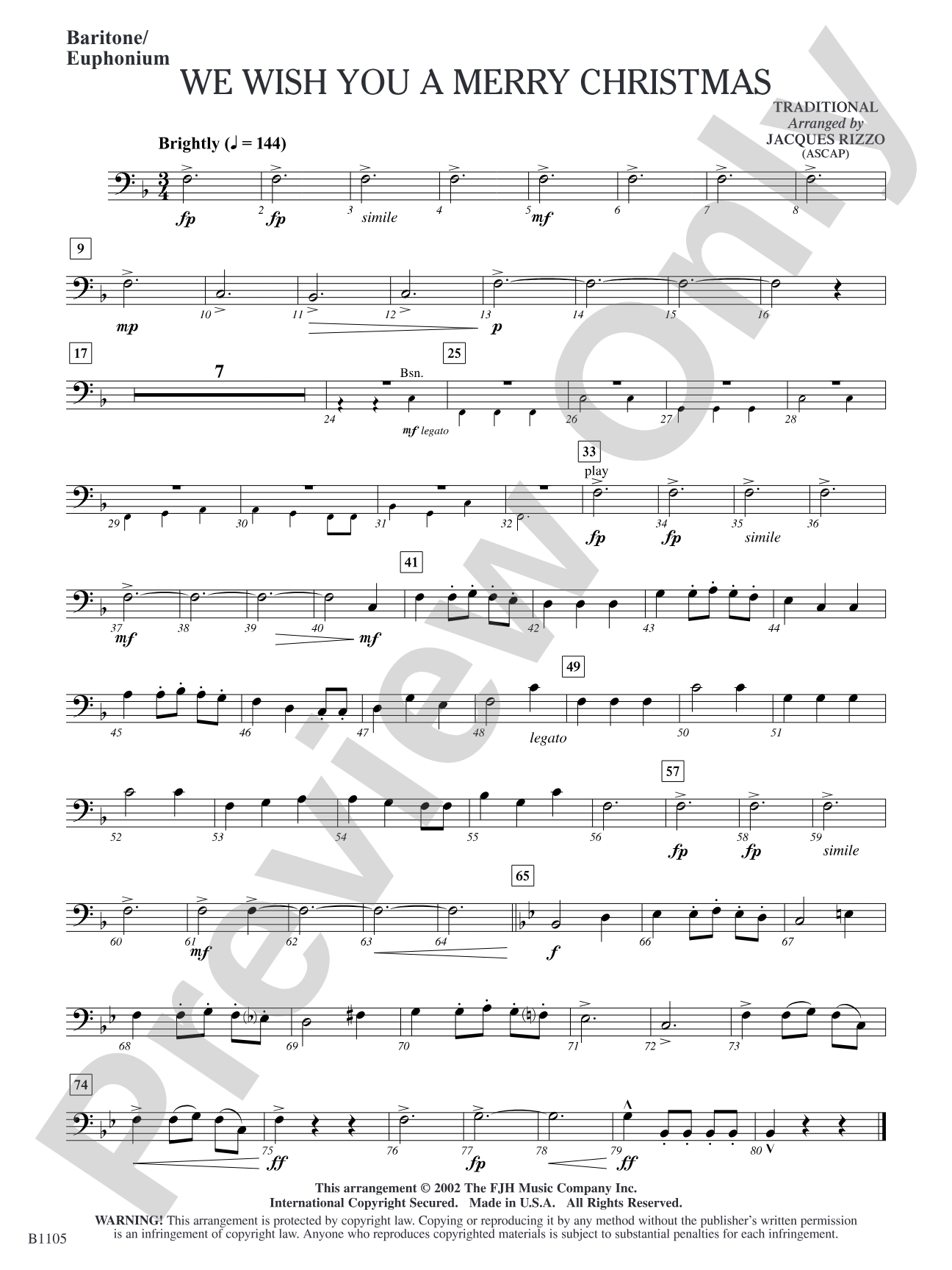We Wish You a Merry Christmas: Baritone/Euphonium