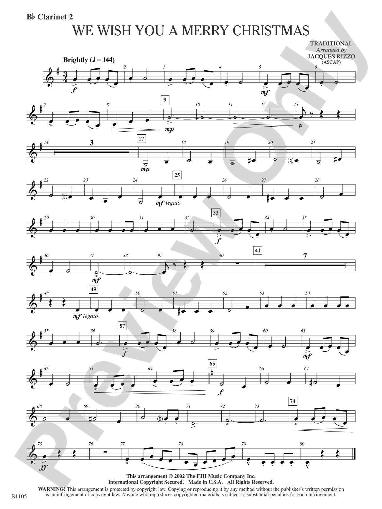 We Wish You a Merry Christmas: B-flat Clarinet 2