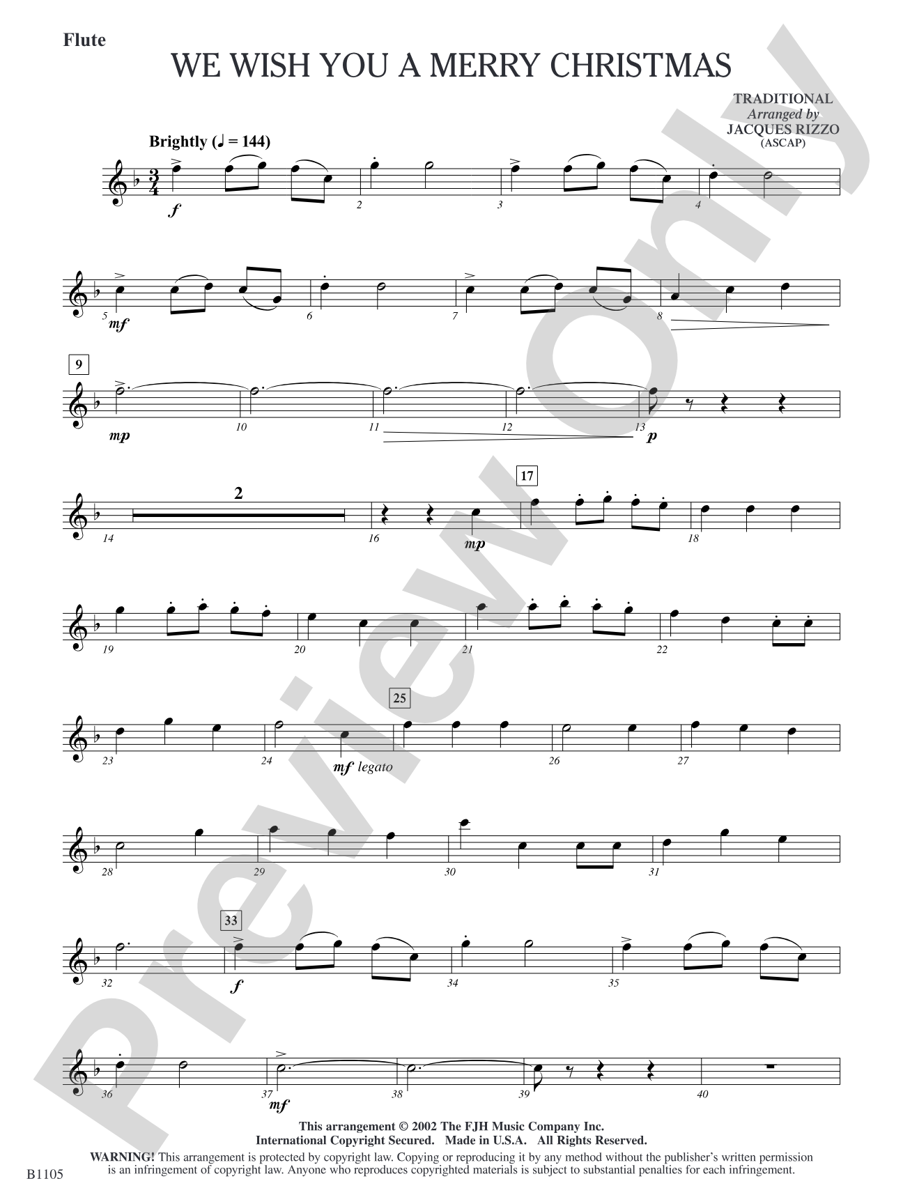 We Wish You a Merry Christmas: Flute