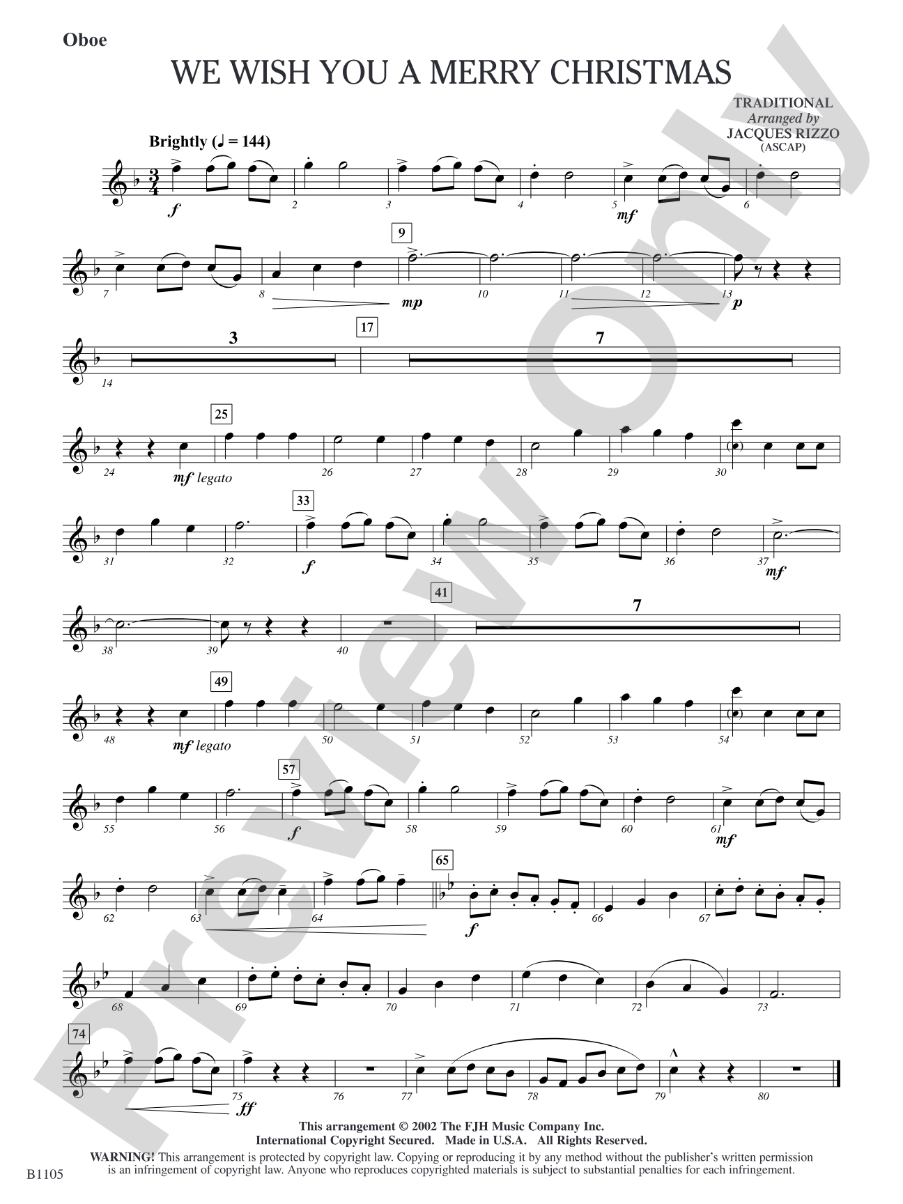 We Wish You a Merry Christmas: Oboe
