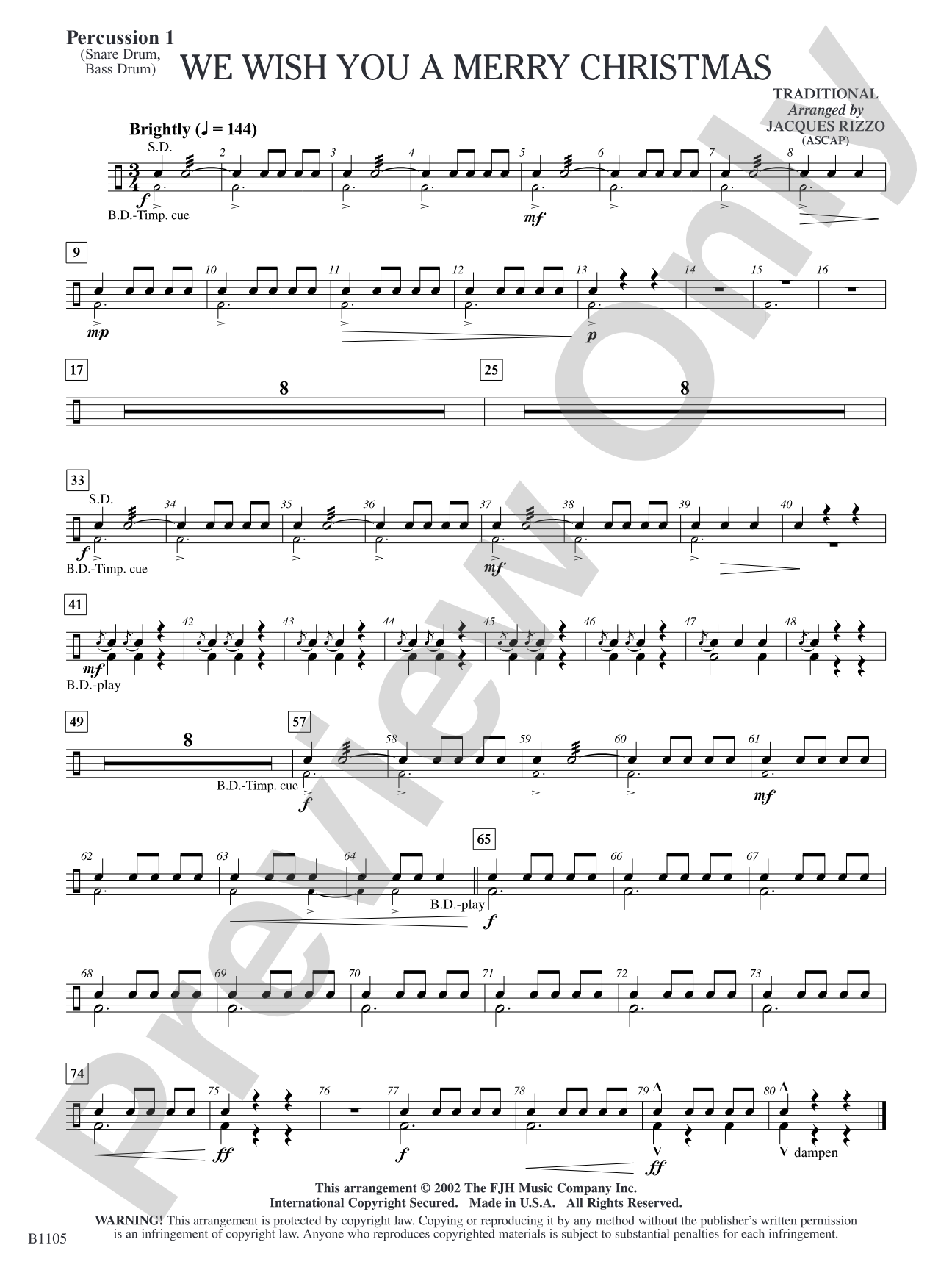 We Wish You a Merry Christmas: Percussion 1