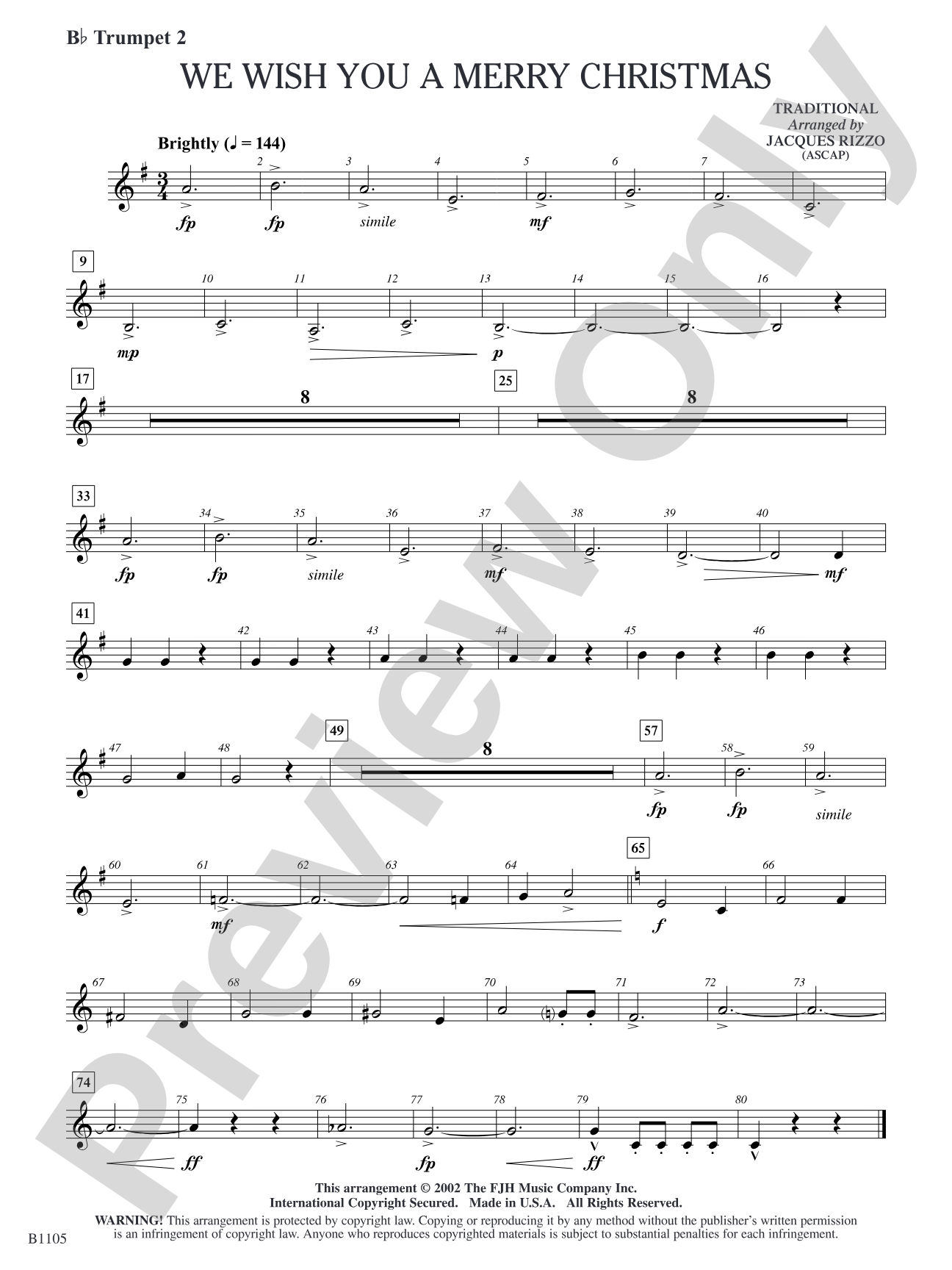 We Wish You a Merry Christmas: B-flat Trumpet 2