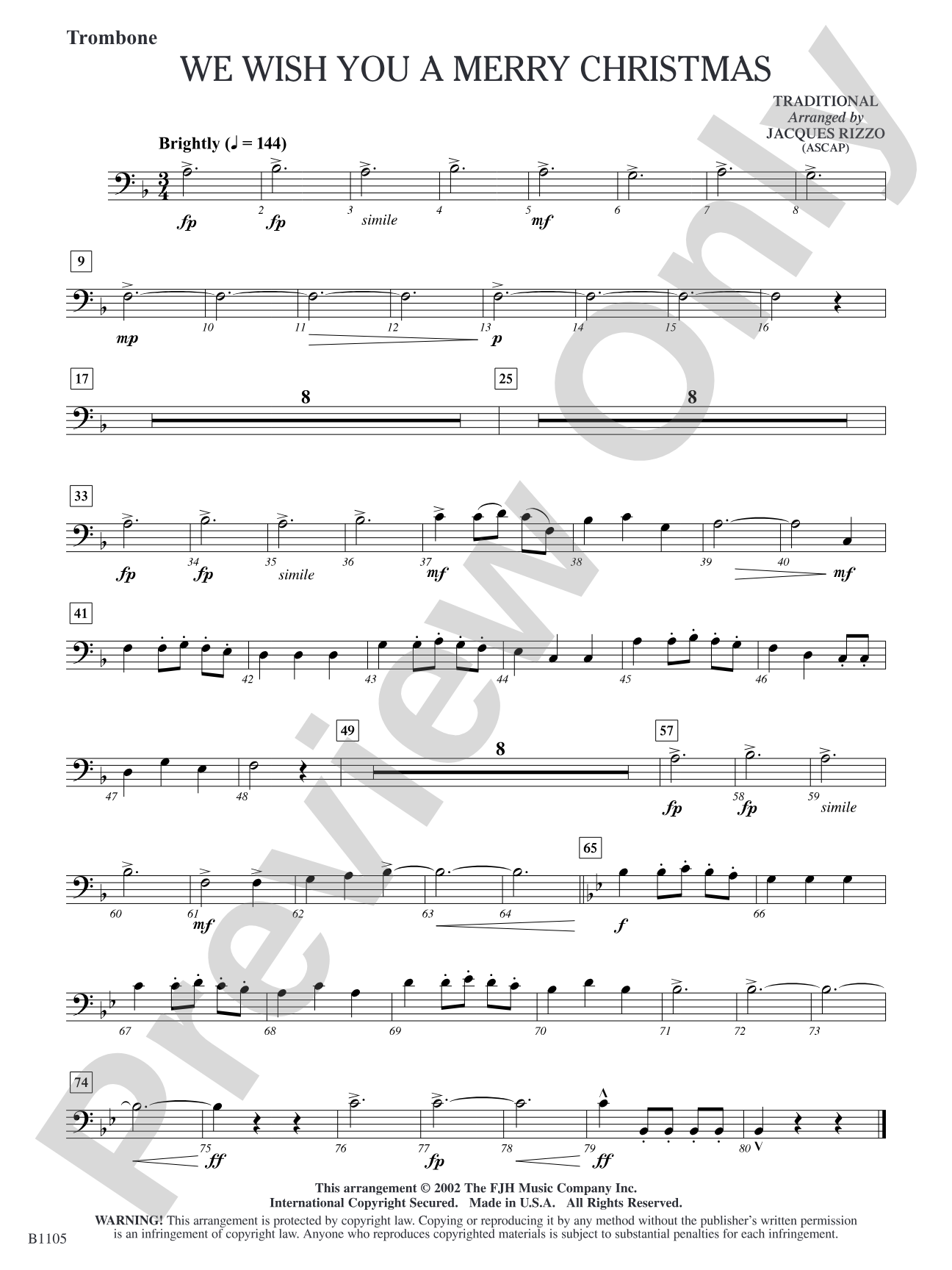 We Wish You a Merry Christmas: Trombone