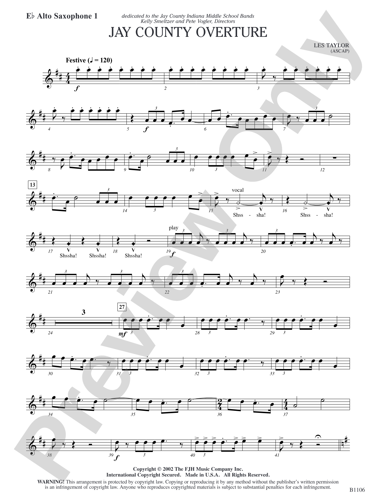 Jay County Overture: E-flat Alto Saxophone 1