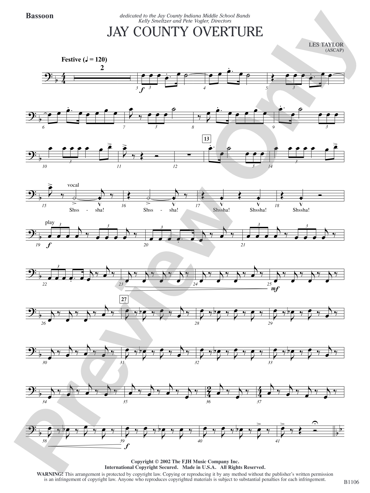 Jay County Overture: Bassoon