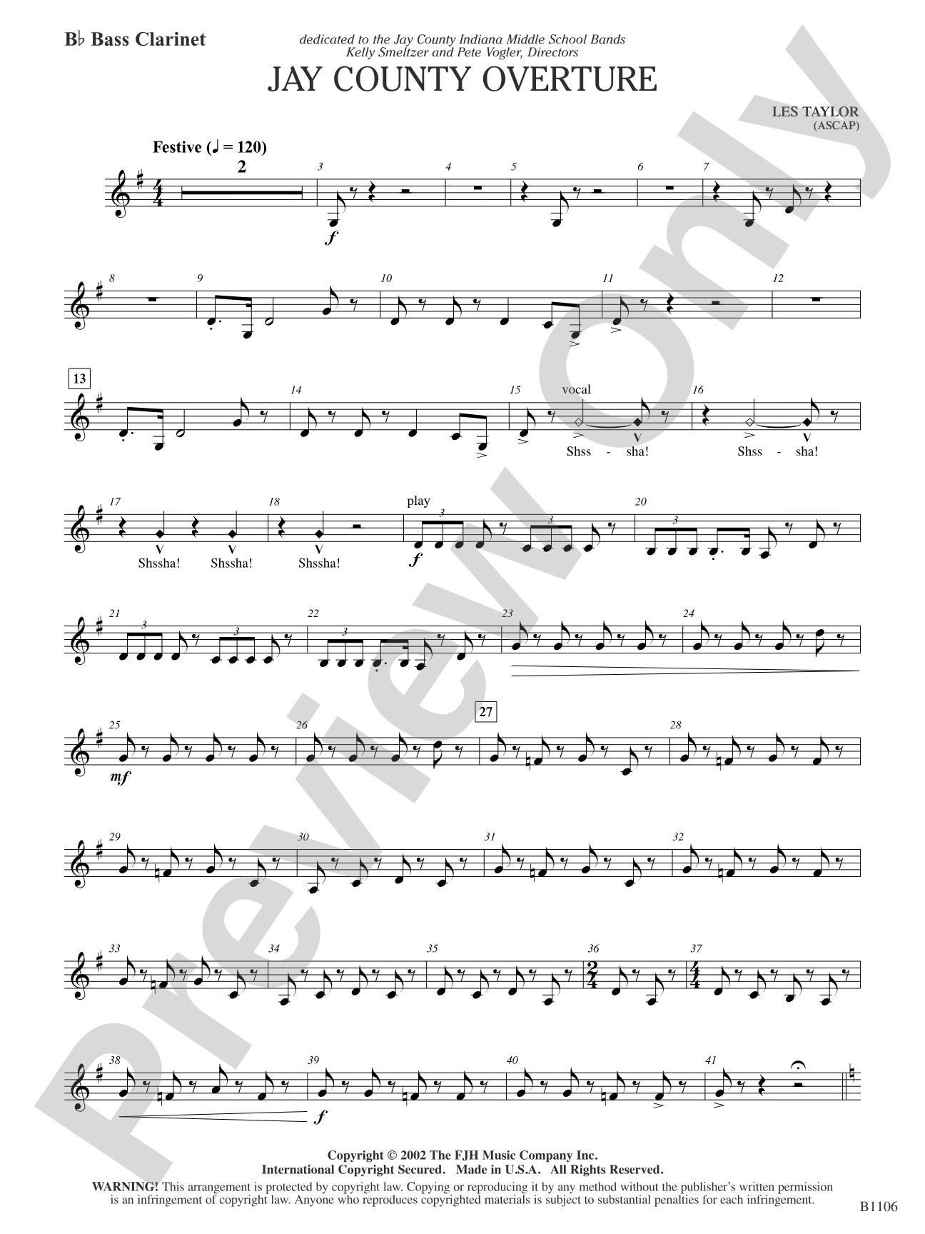 Jay County Overture: B-flat Bass Clarinet