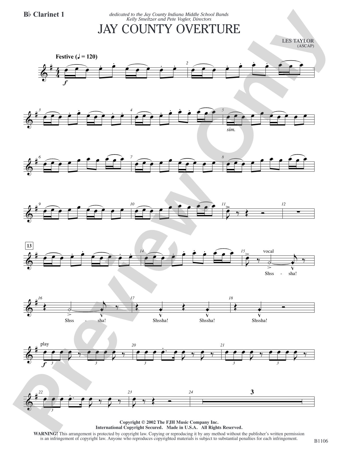 Jay County Overture: B-flat Clarinet 1