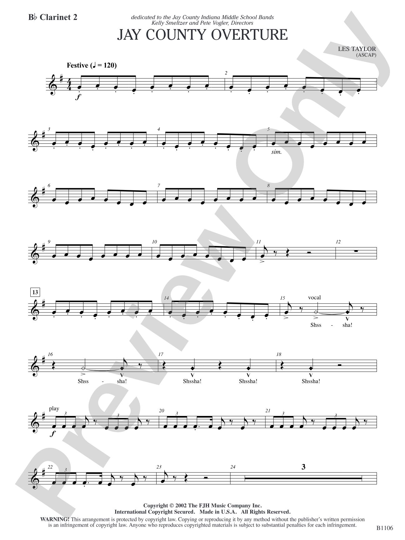 Jay County Overture: B-flat Clarinet 2